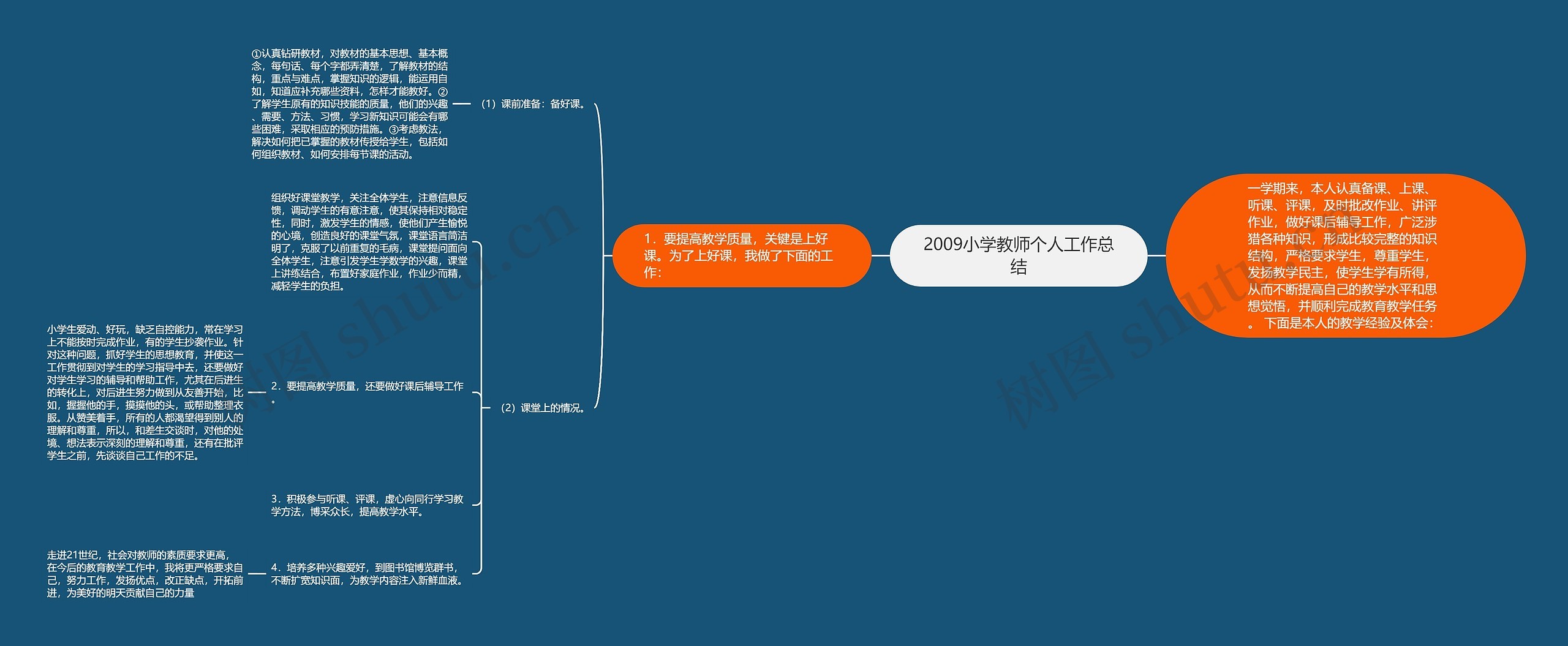 2009小学教师个人工作总结思维导图