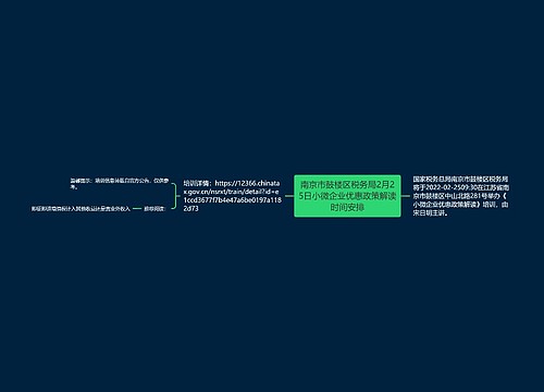 南京市鼓楼区税务局2月25日小微企业优惠政策解读时间安排