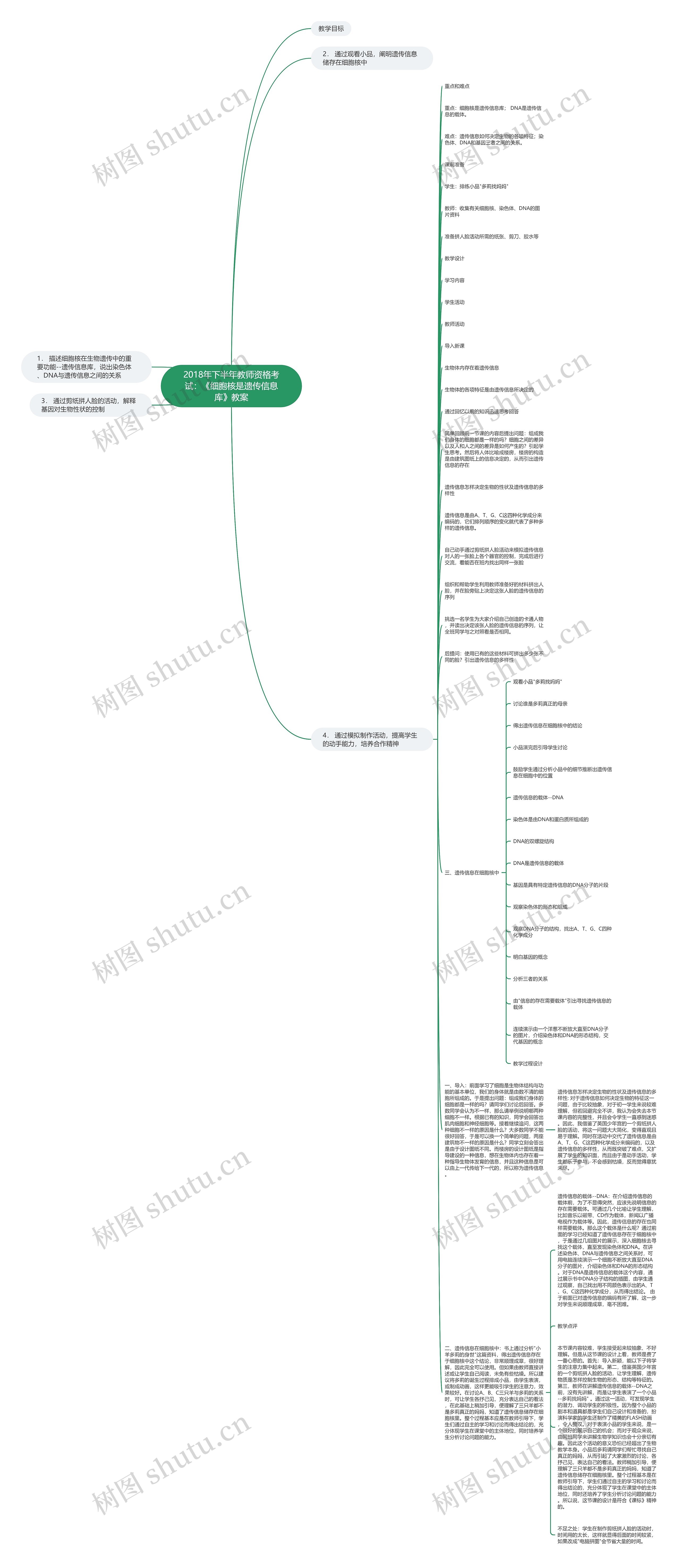 2018年下半年教师资格考试：《细胞核是遗传信息库》教案思维导图