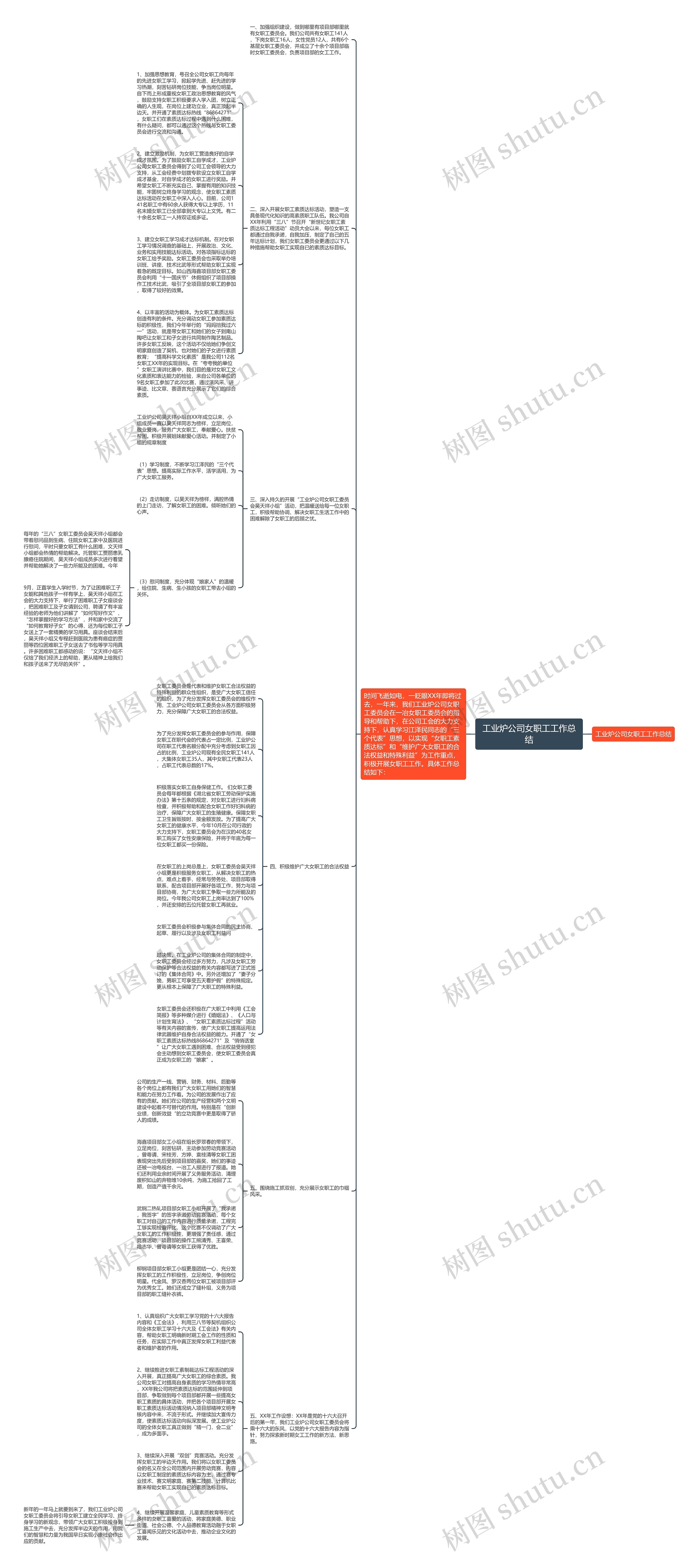 工业炉公司女职工工作总结思维导图
