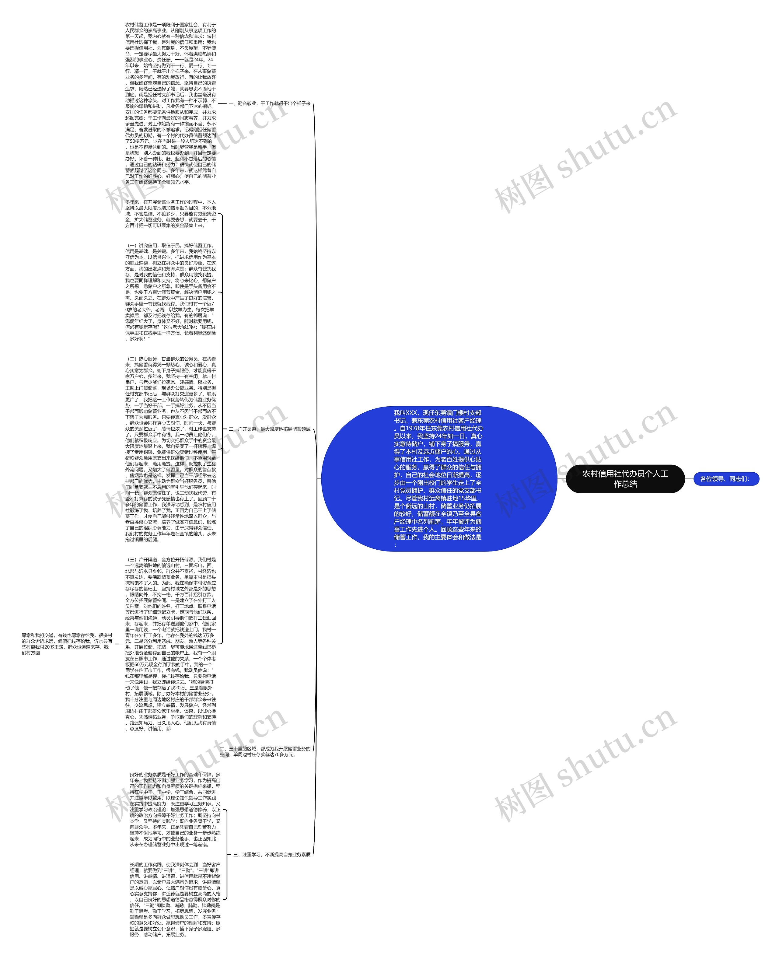 农村信用社代办员个人工作总结思维导图