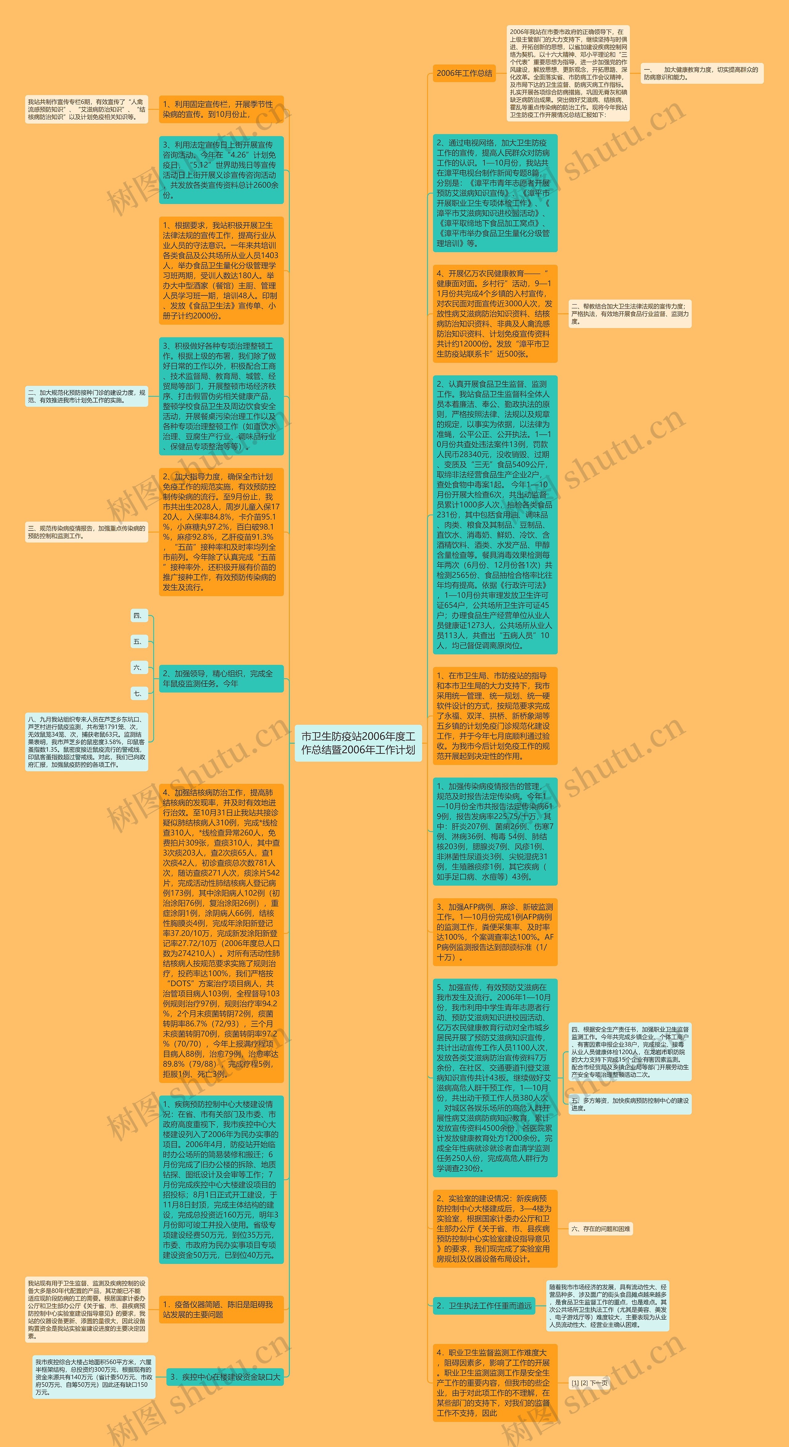 市卫生防疫站2006年度工作总结暨2006年工作计划思维导图