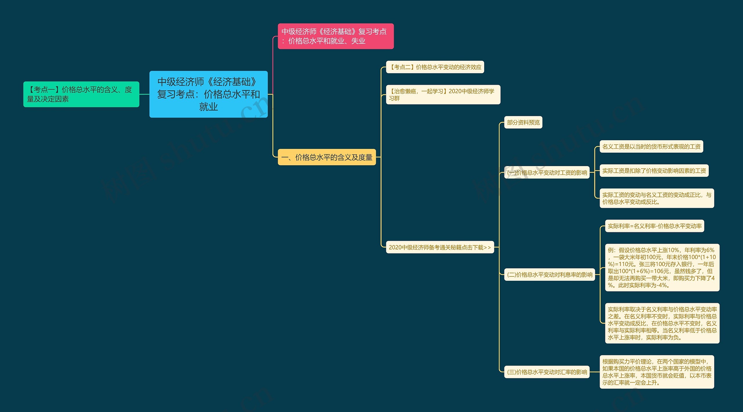 中级经济师《经济基础》复习考点：价格总水平和就业思维导图