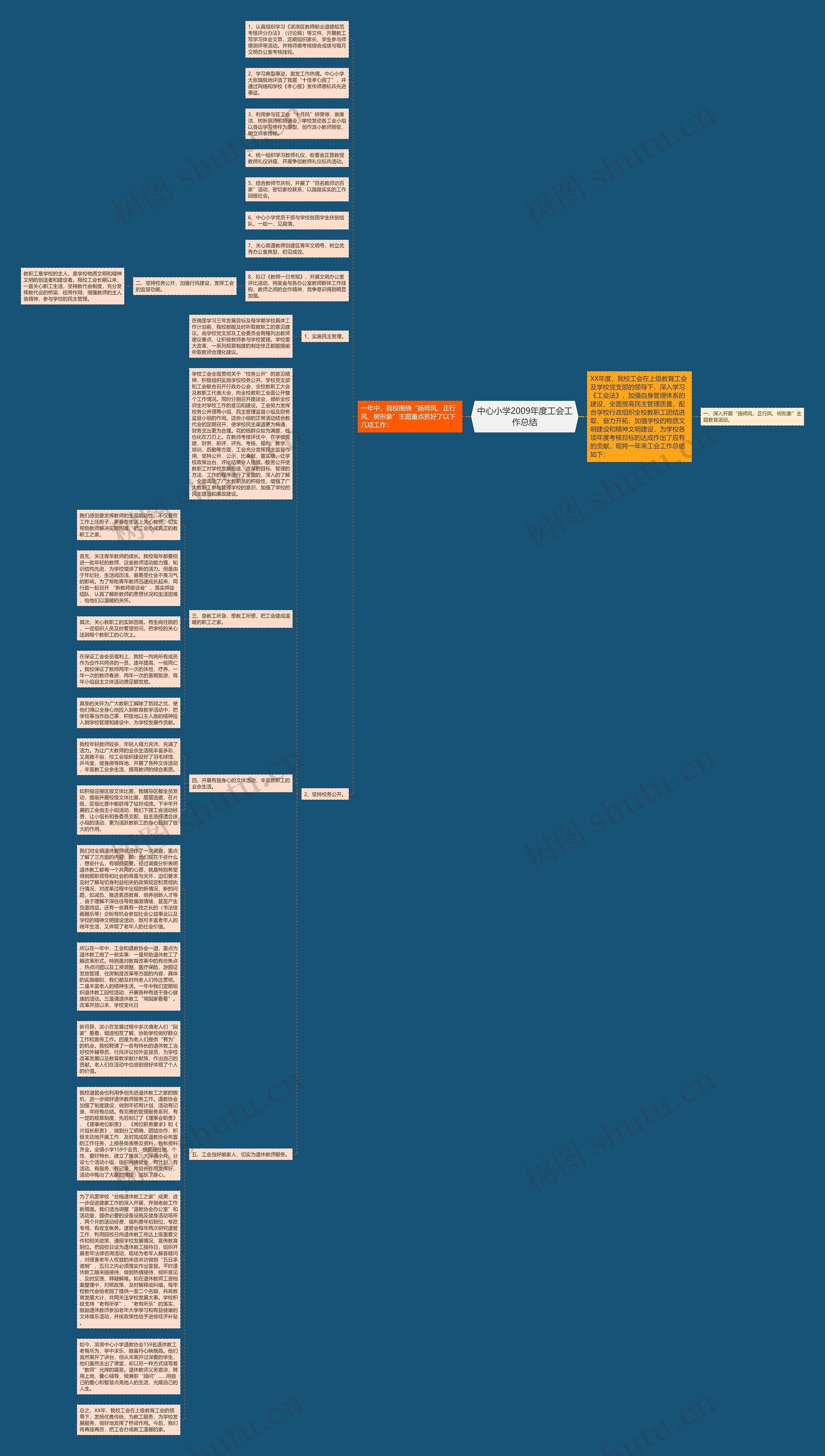 中心小学2009年度工会工作总结思维导图