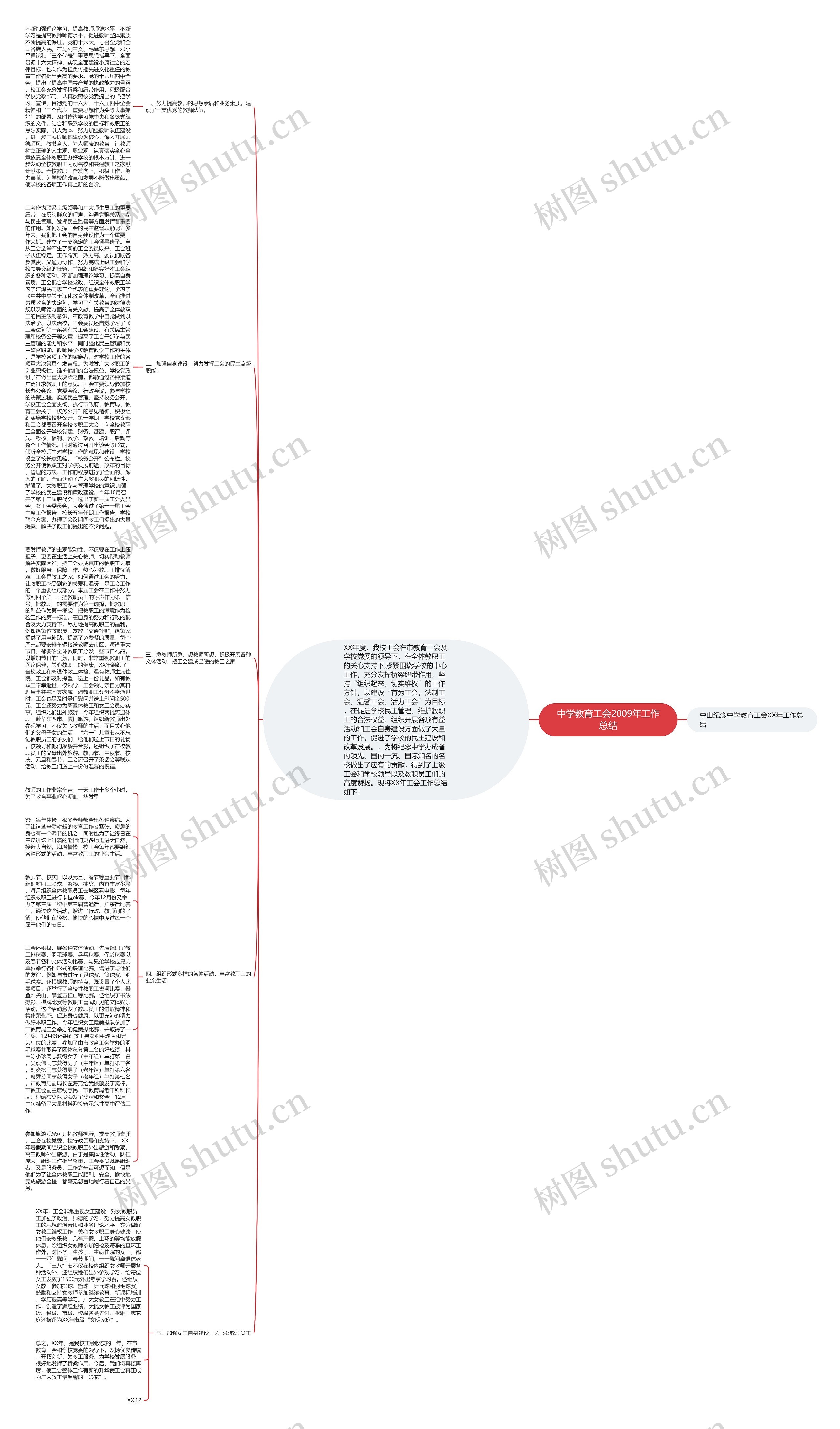 中学教育工会2009年工作总结思维导图