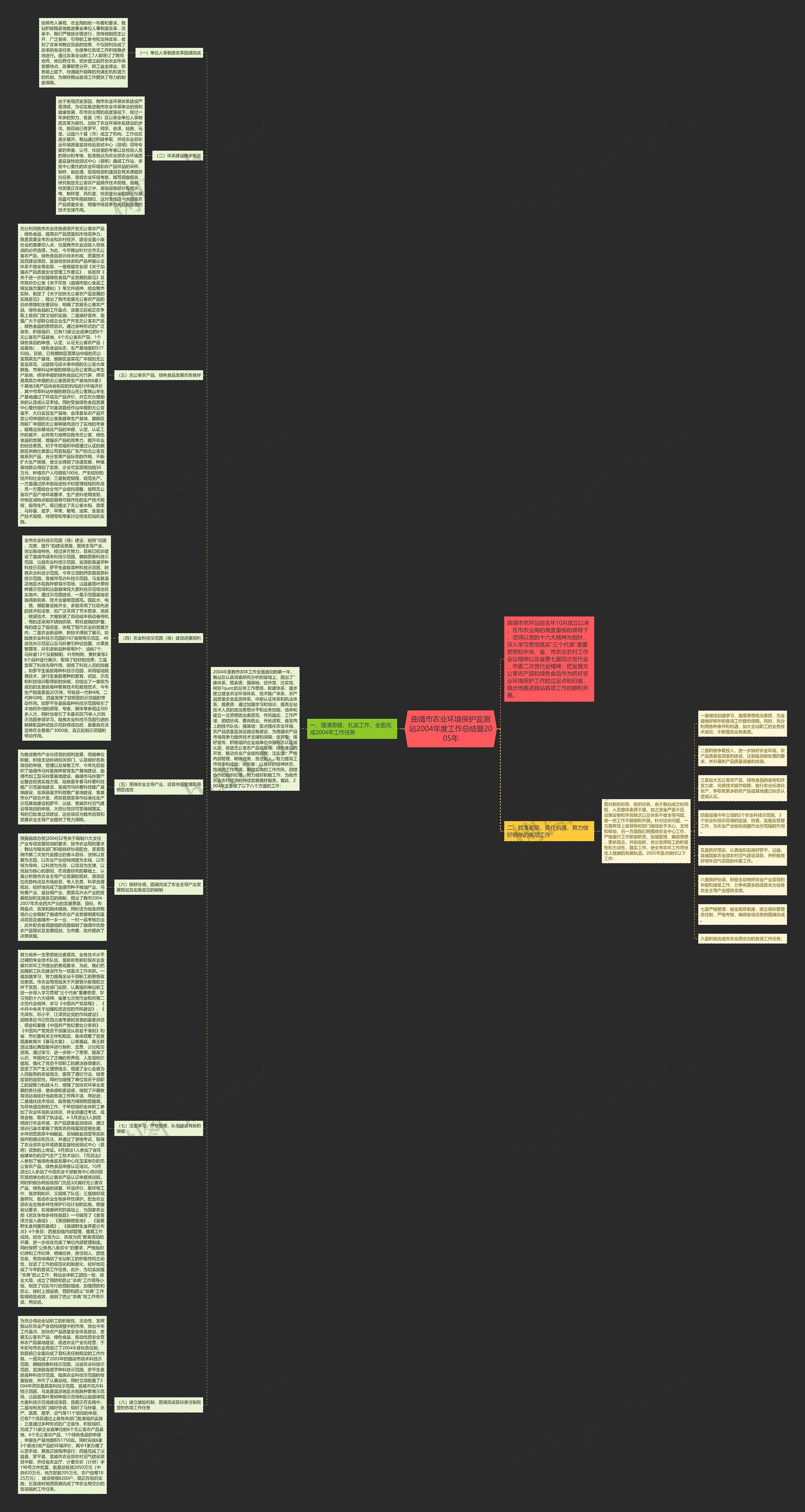 曲靖市农业环境保护监测站2004年度工作总结暨2005年思维导图
