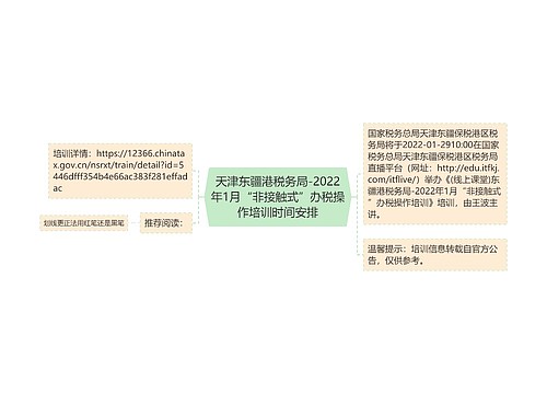 天津东疆港税务局-2022年1月“非接触式”办税操作培训时间安排