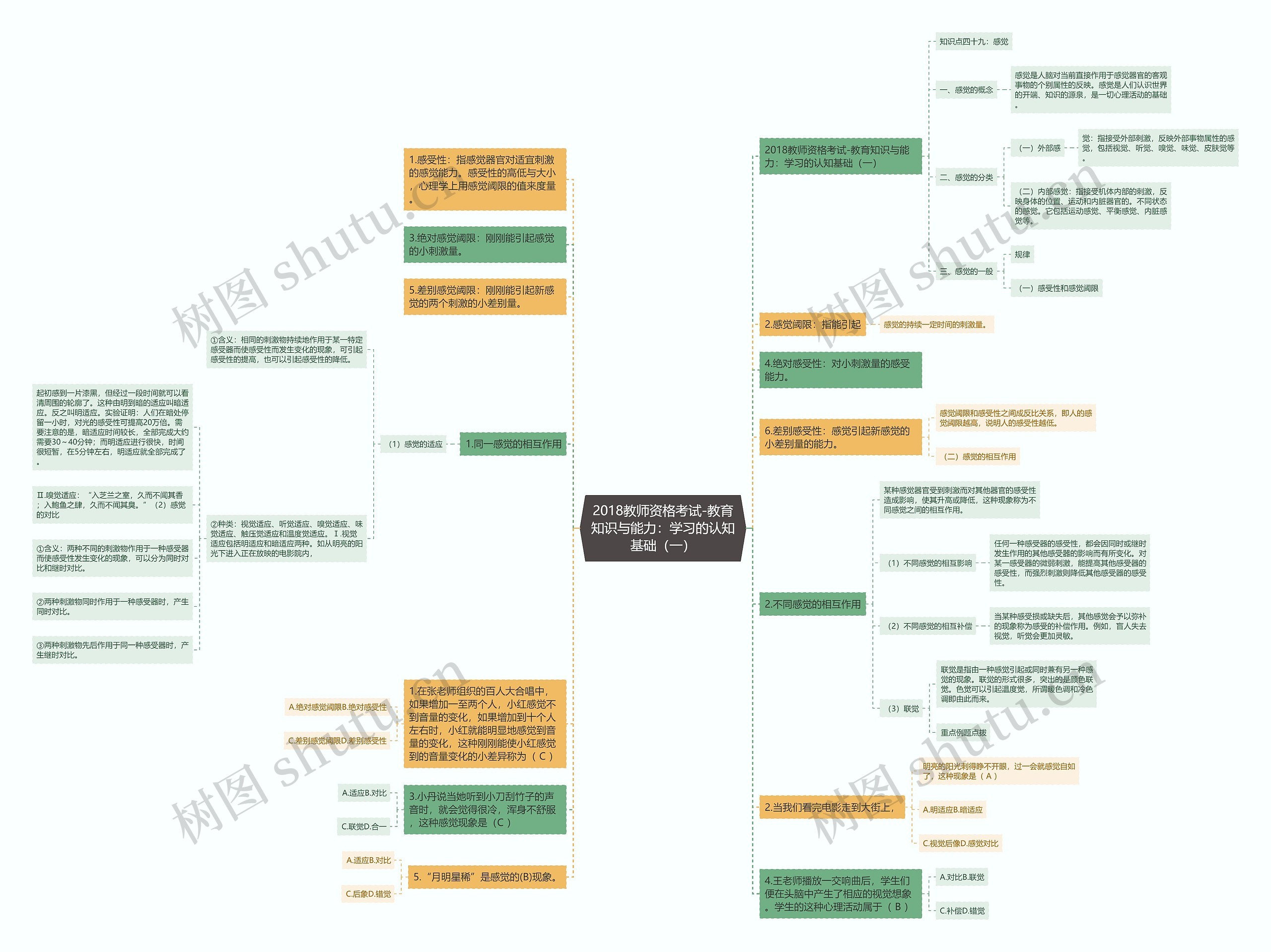2018教师资格考试-教育知识与能力：学习的认知基础（一）思维导图