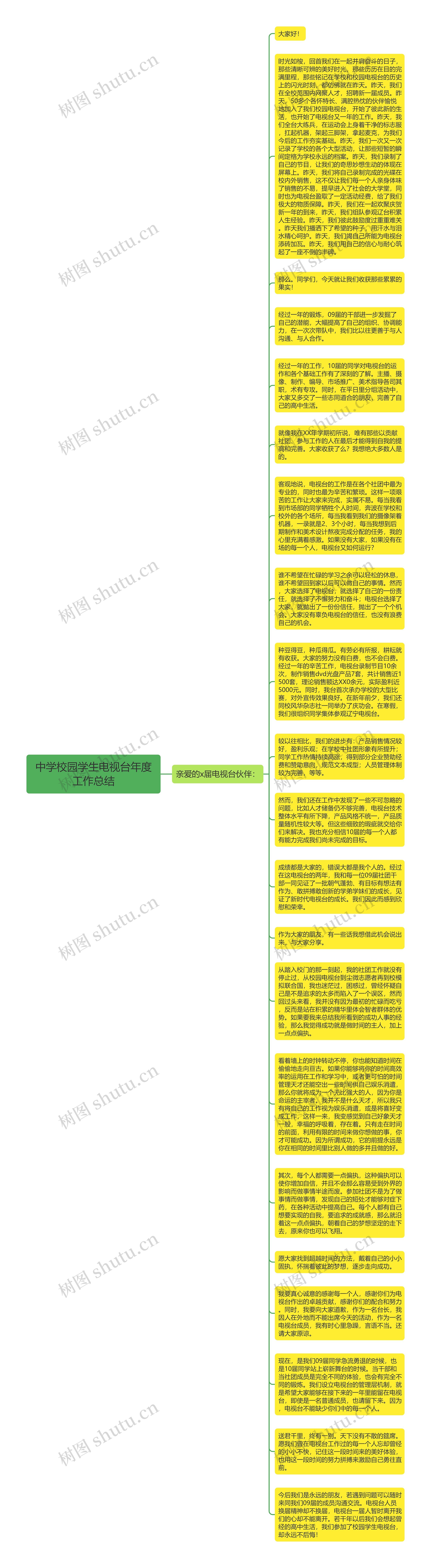 中学校园学生电视台年度工作总结思维导图