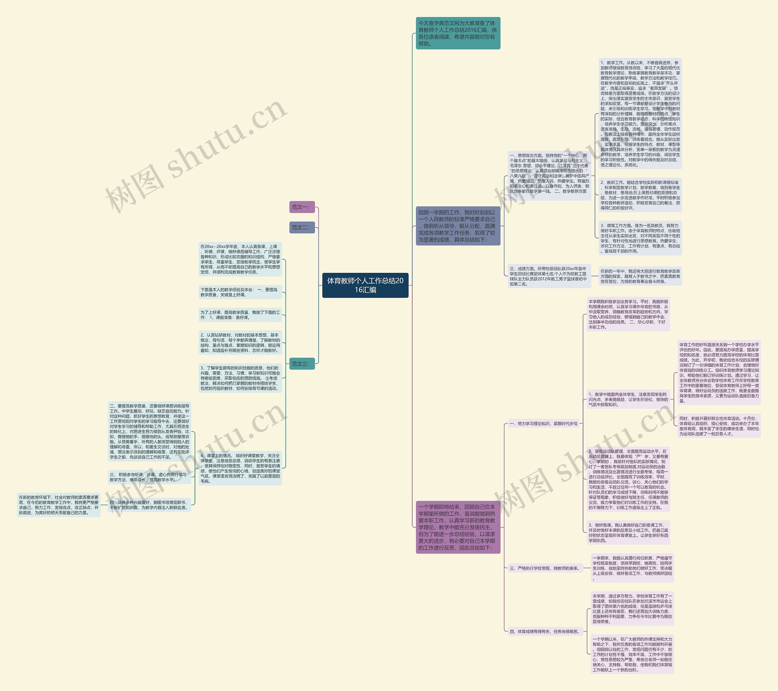 体育教师个人工作总结2016汇编思维导图