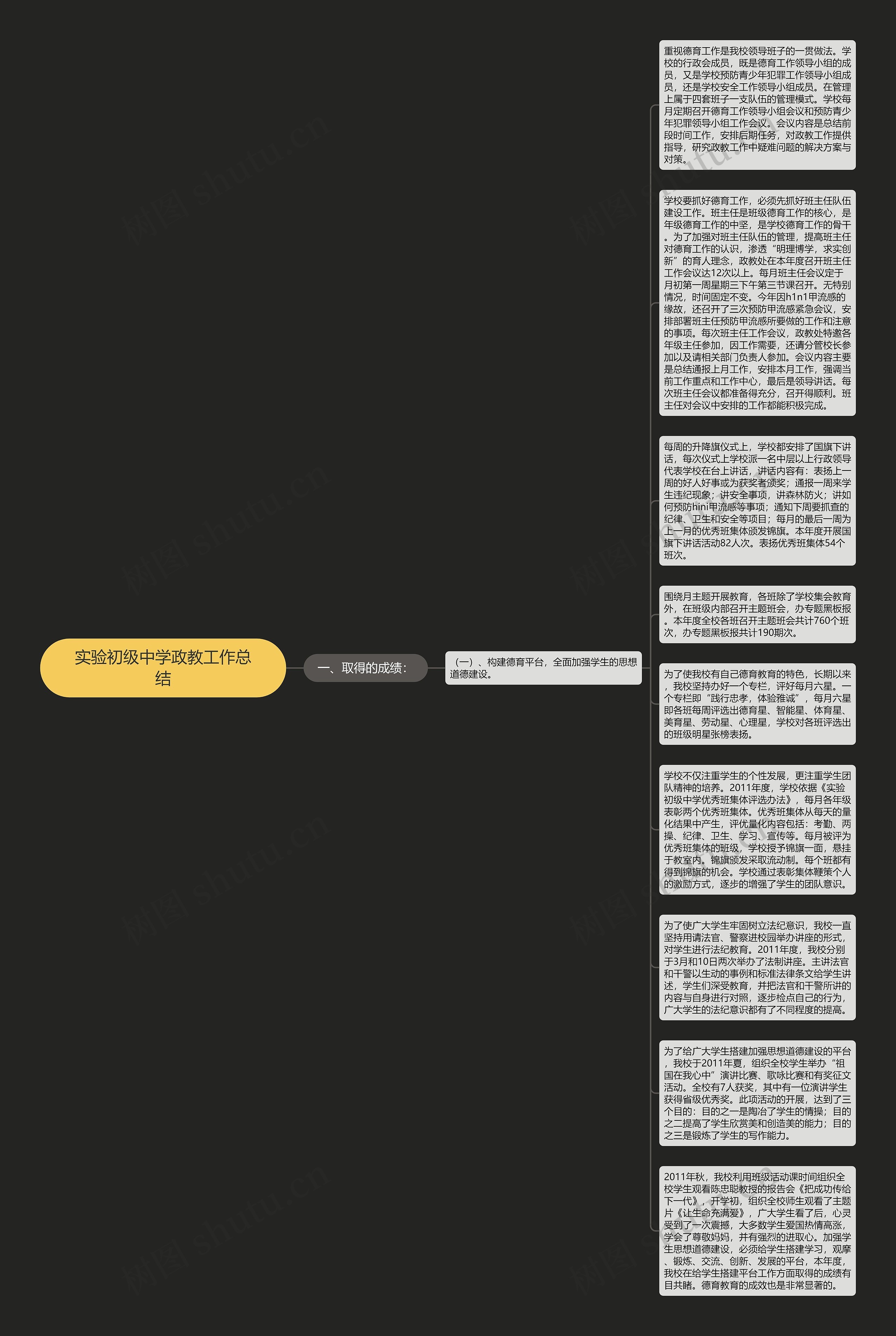 实验初级中学政教工作总结思维导图