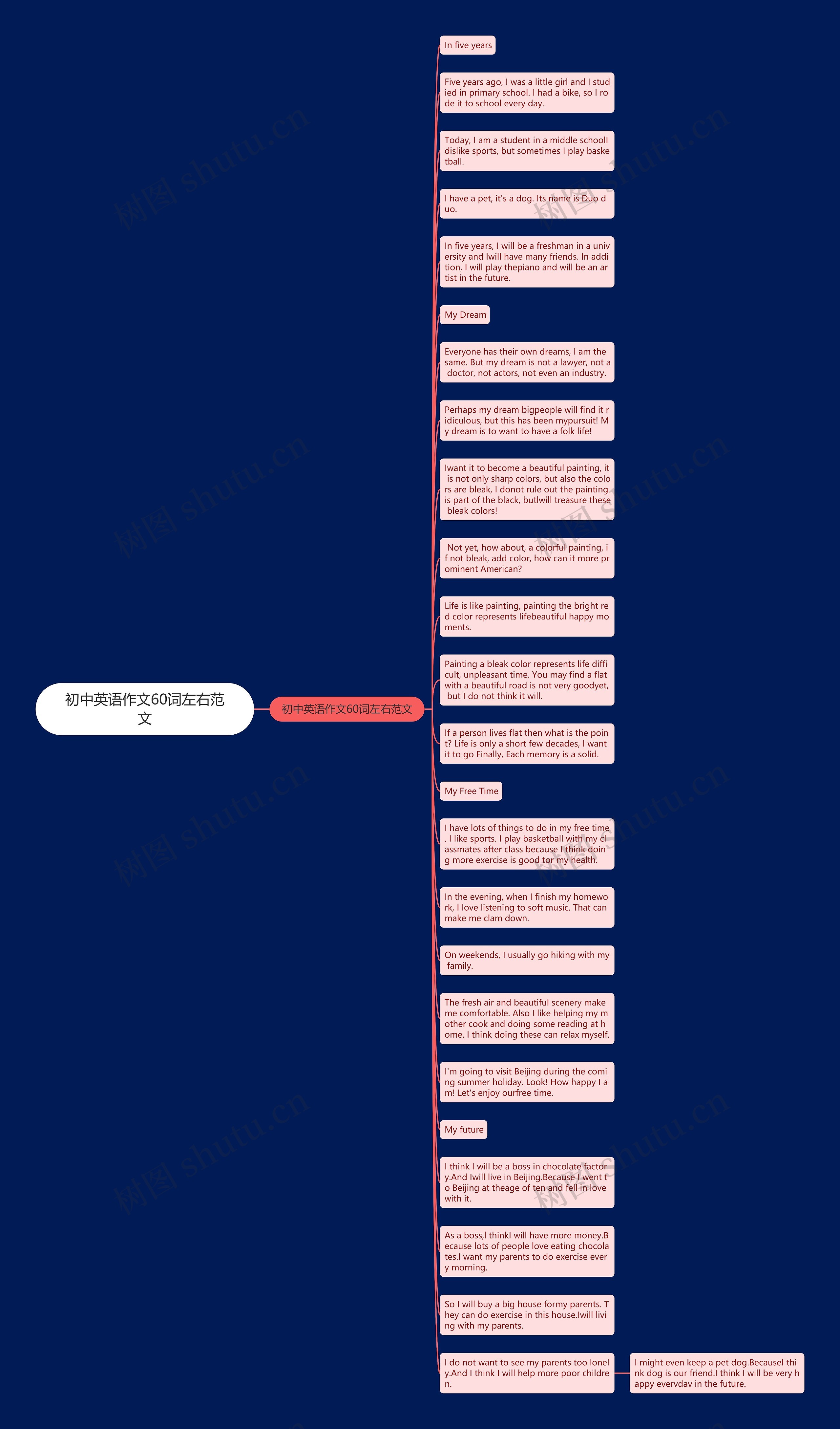 初中英语作文60词左右范文思维导图