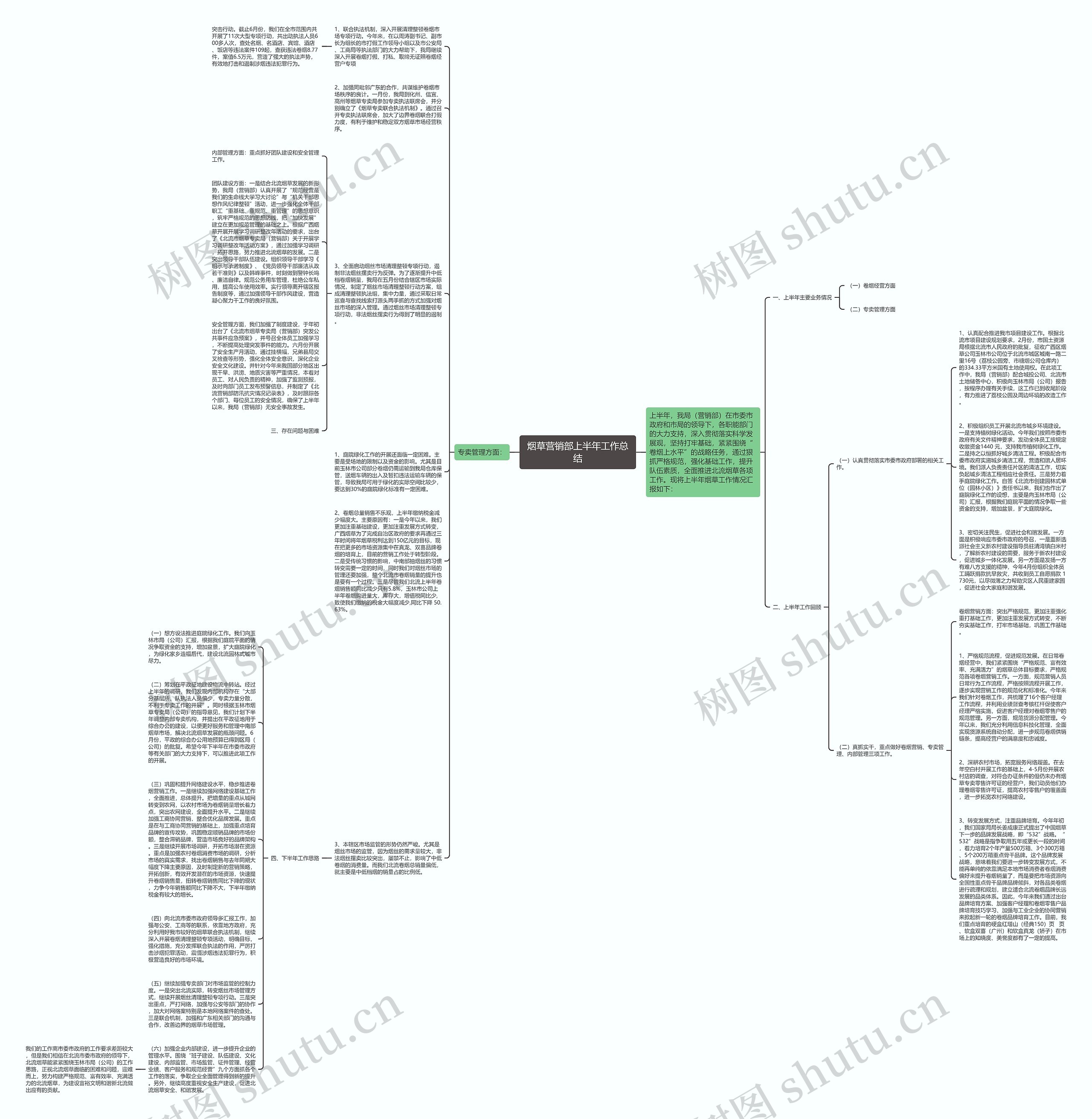 烟草营销部上半年工作总结思维导图