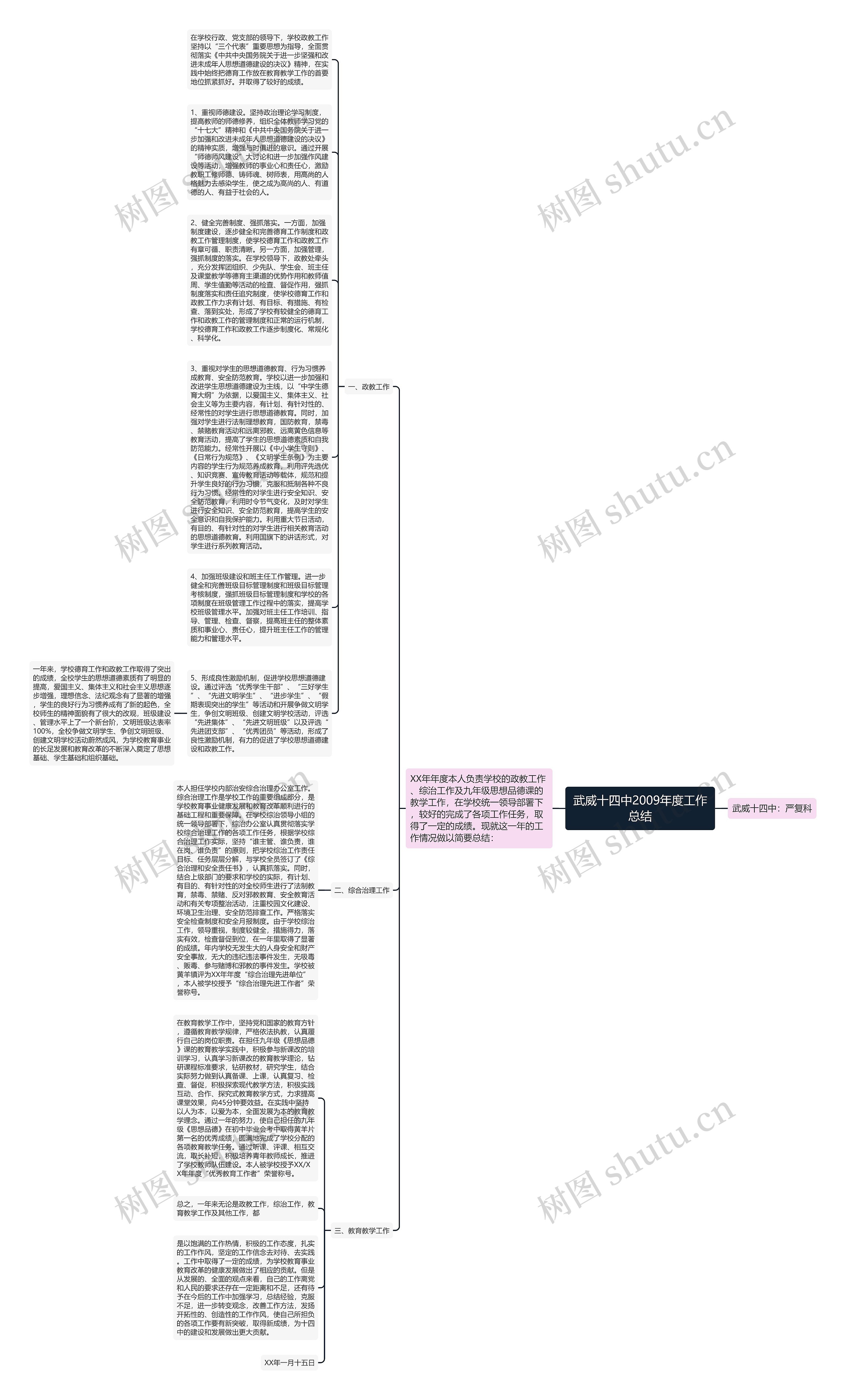 武威十四中2009年度工作总结思维导图