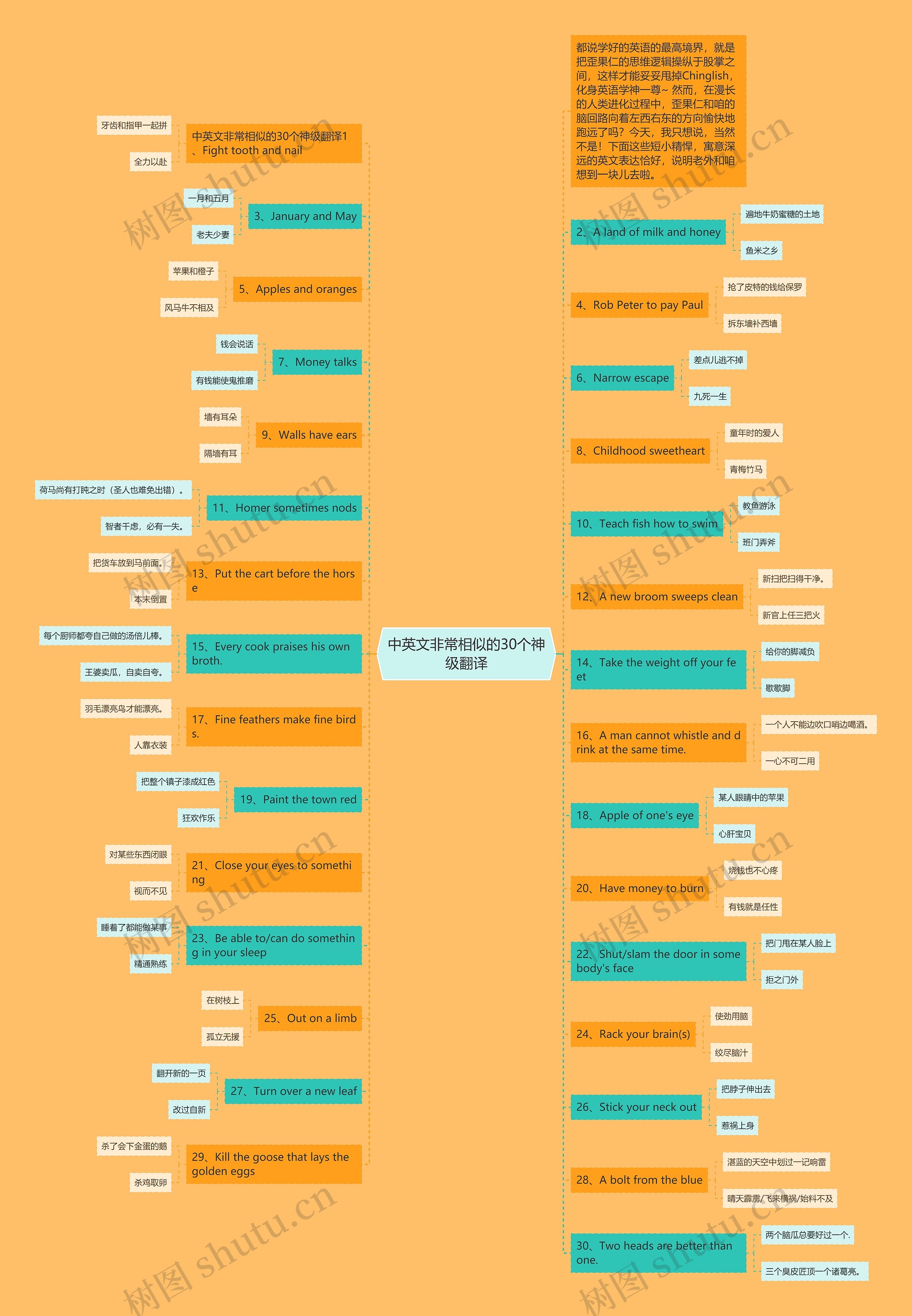 中英文非常相似的30个神级翻译思维导图
