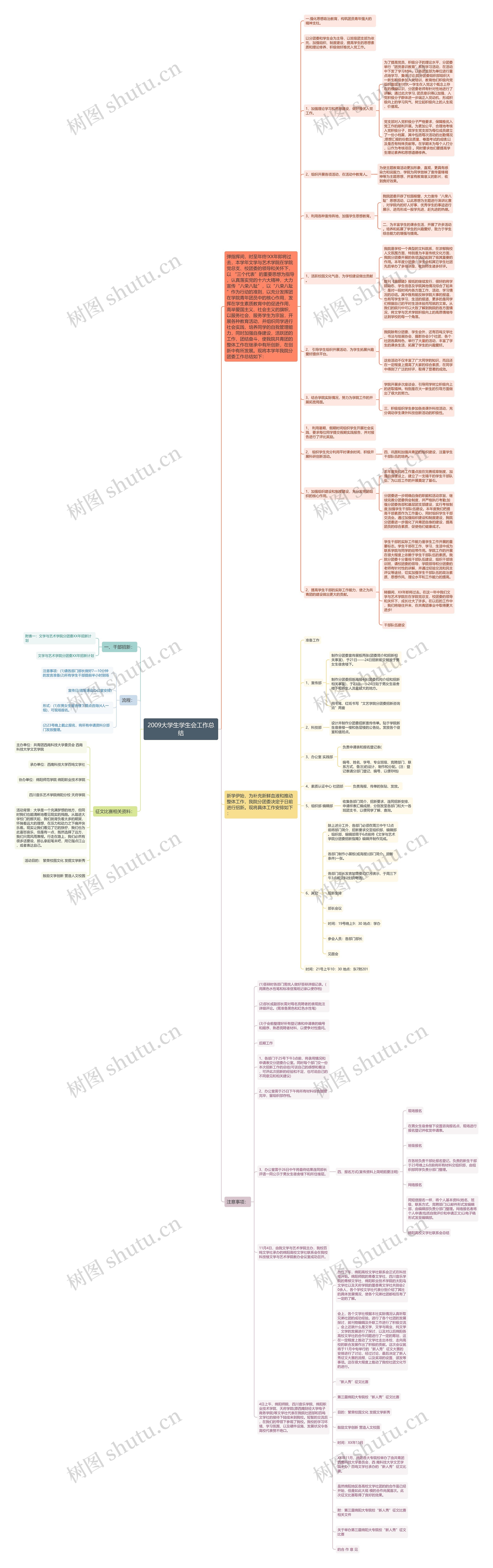 2009大学生学生会工作总结思维导图