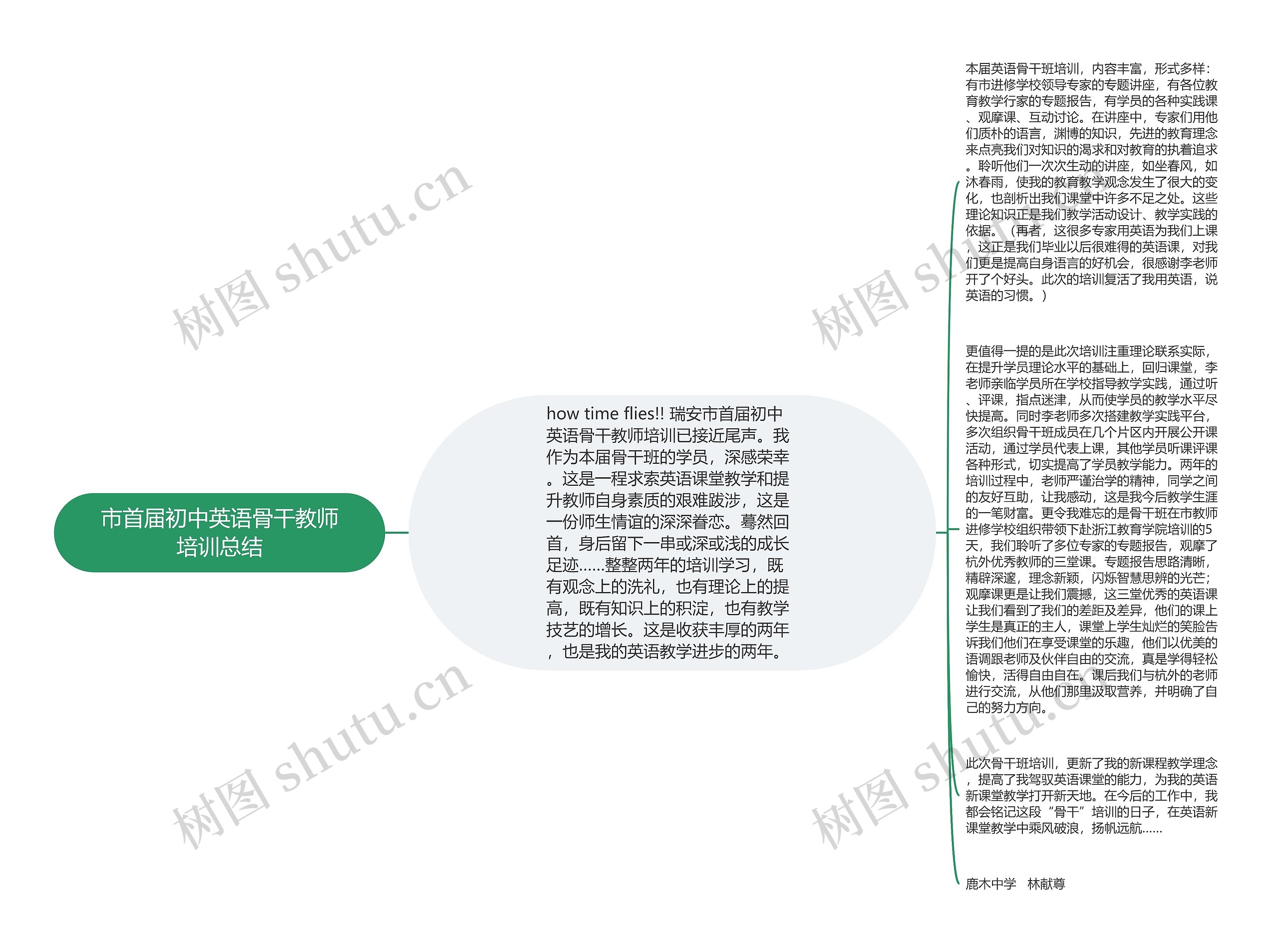 市首届初中英语骨干教师培训总结思维导图