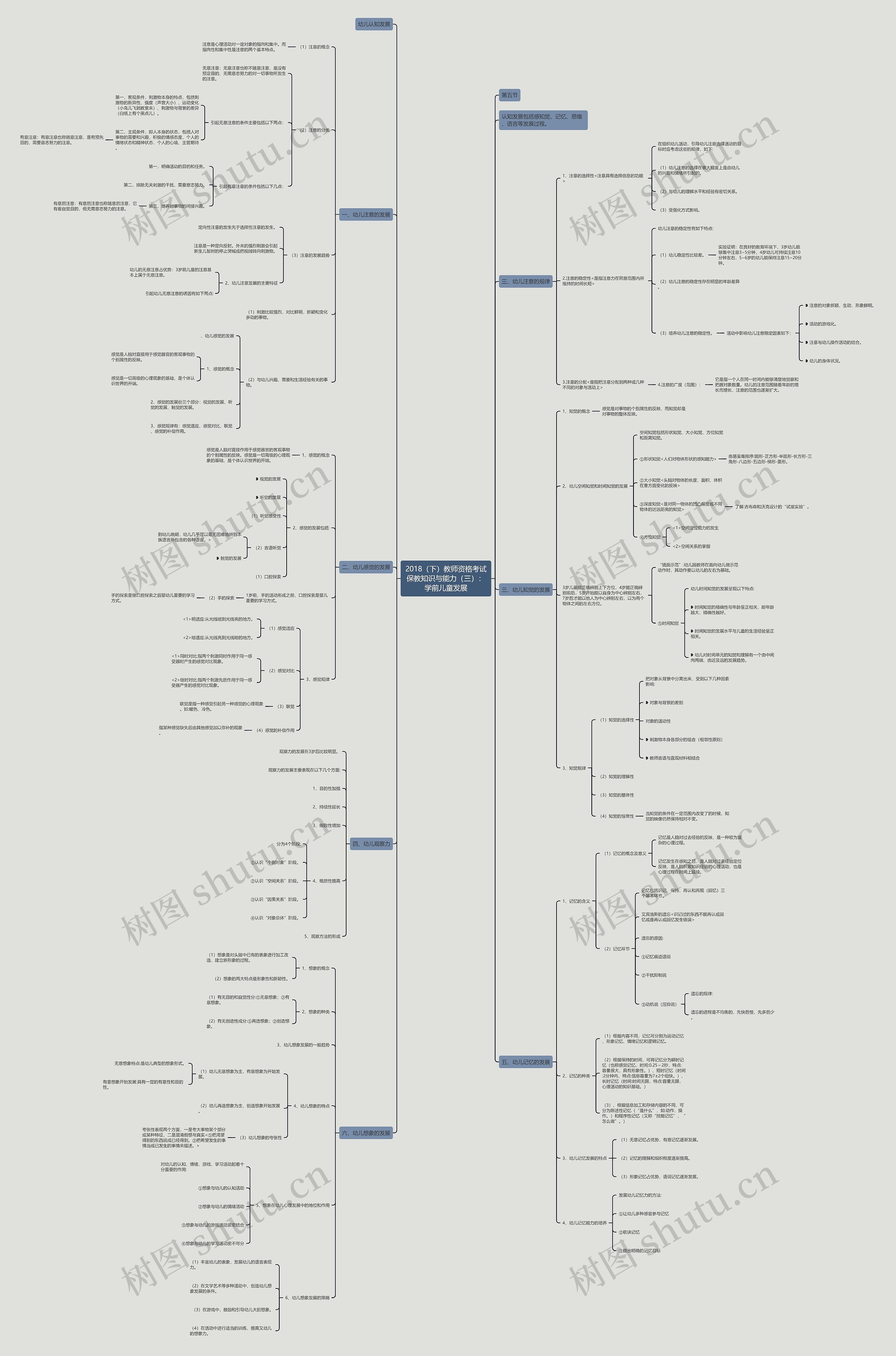 2018（下）教师资格考试保教知识与能力（三）：学前儿童发展思维导图