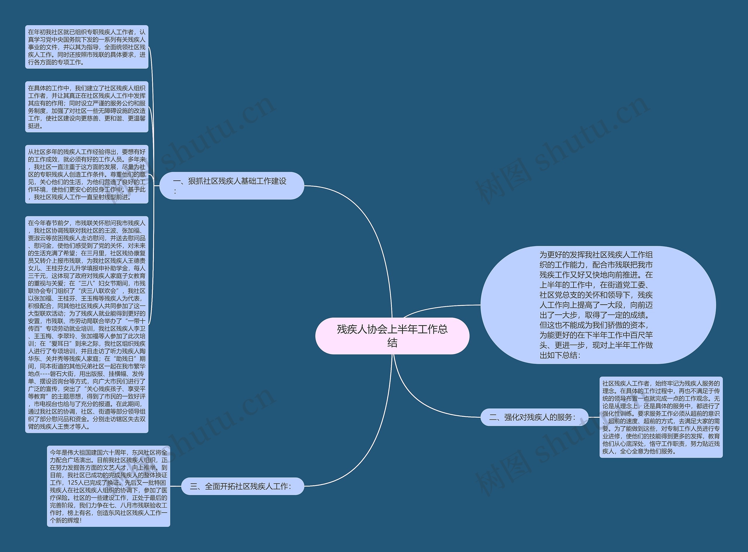 残疾人协会上半年工作总结思维导图