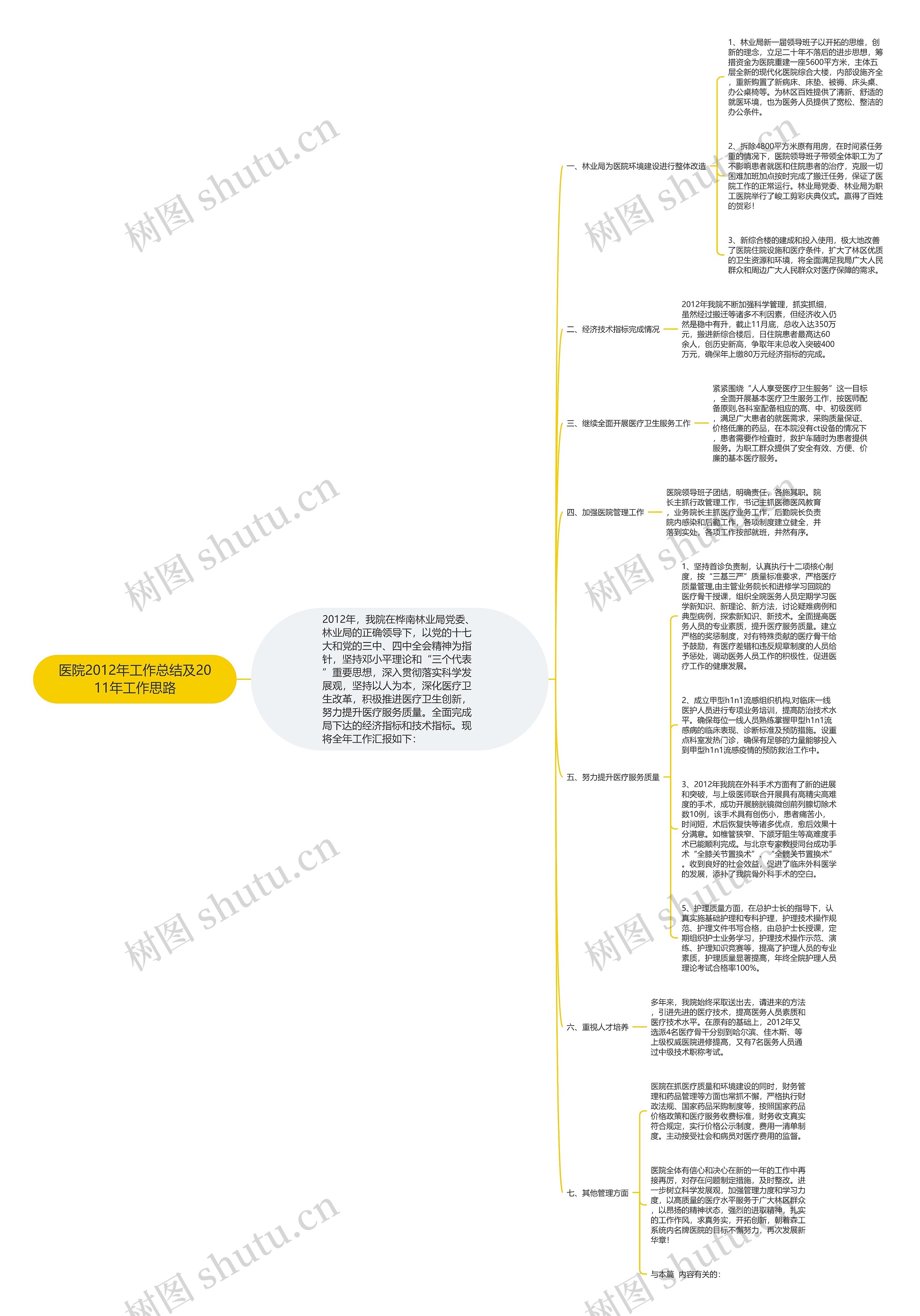 医院2012年工作总结及2011年工作思路思维导图