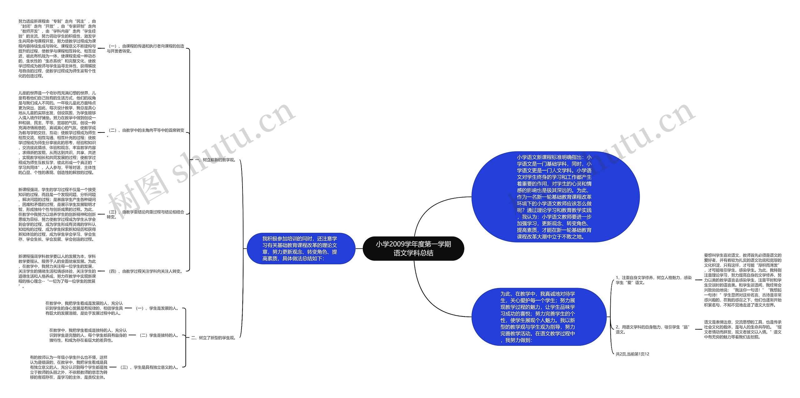 小学2009学年度第一学期语文学科总结思维导图