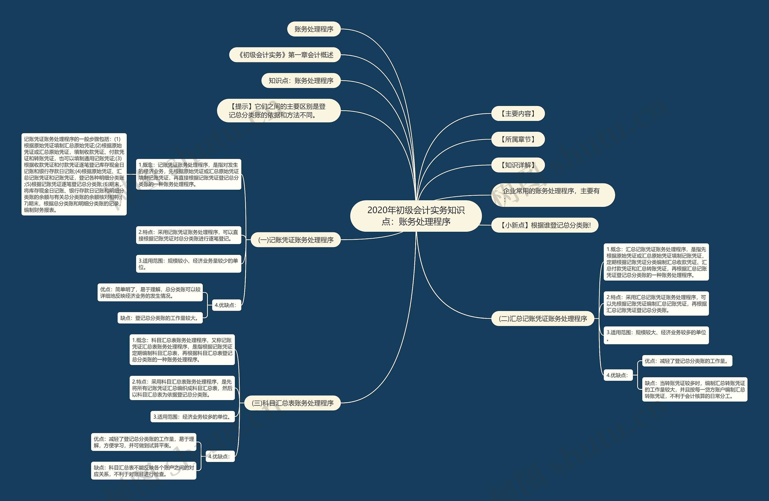2020年初级会计实务知识点：账务处理程序思维导图