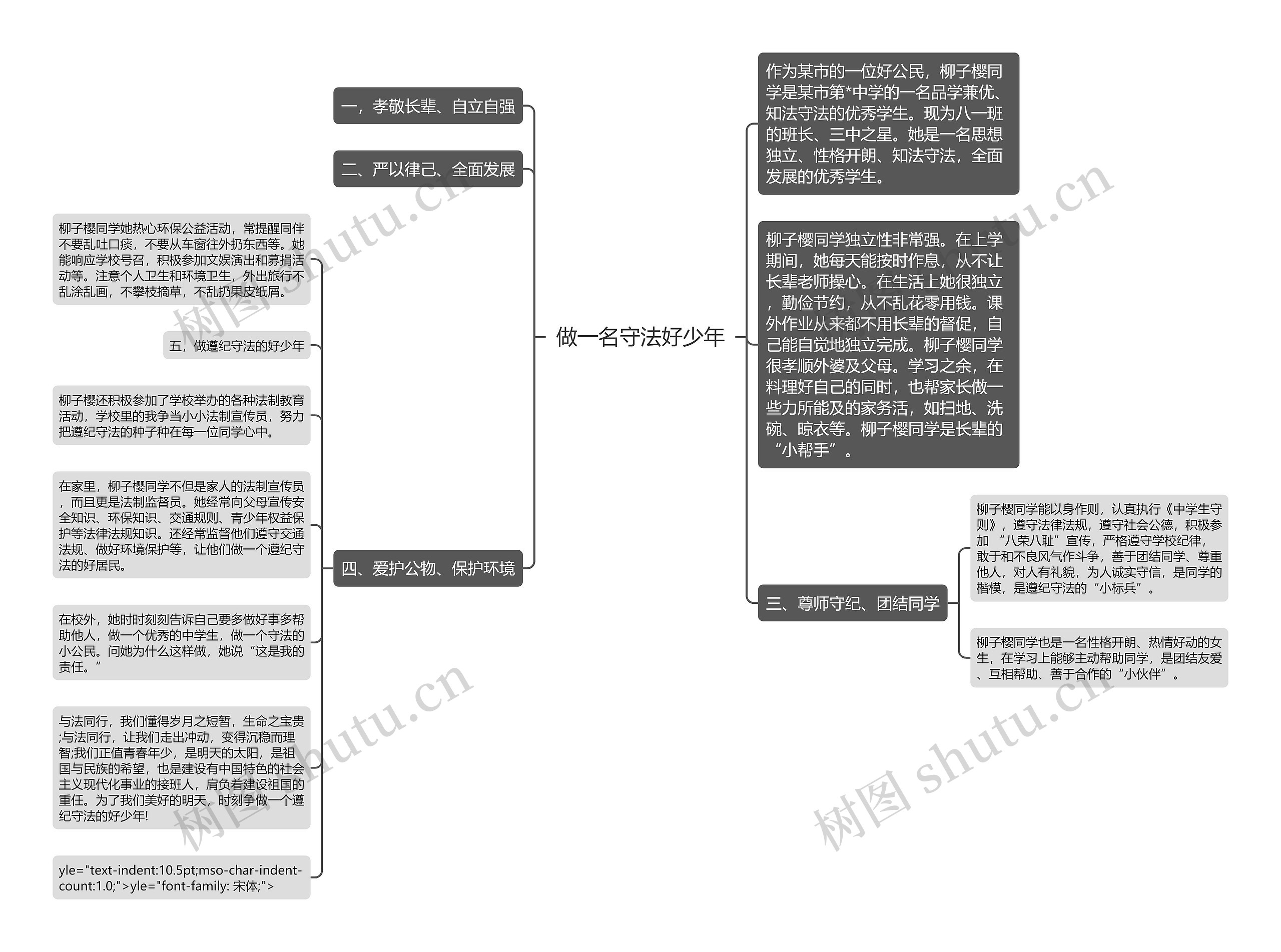 做一名守法好少年思维导图