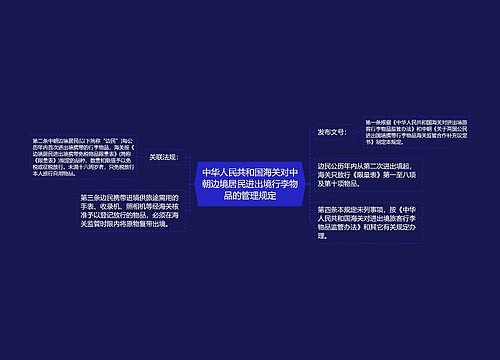 中华人民共和国海关对中朝边境居民进出境行李物品的管理规定