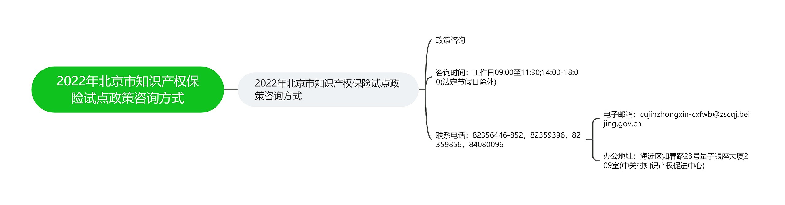 2022年北京市知识产权保险试点政策咨询方式思维导图