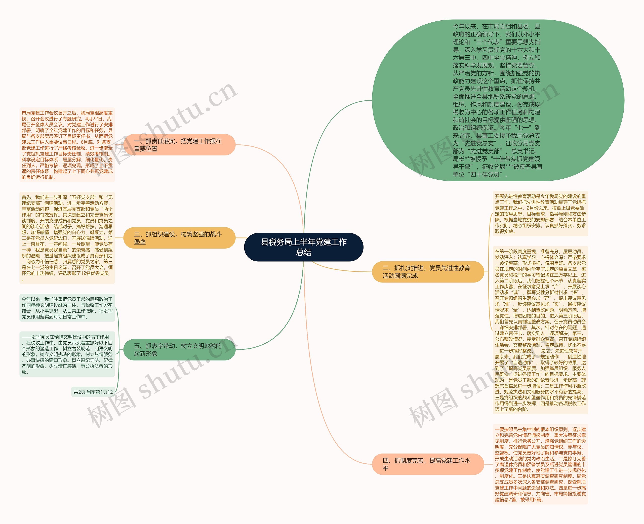 县税务局上半年党建工作总结思维导图