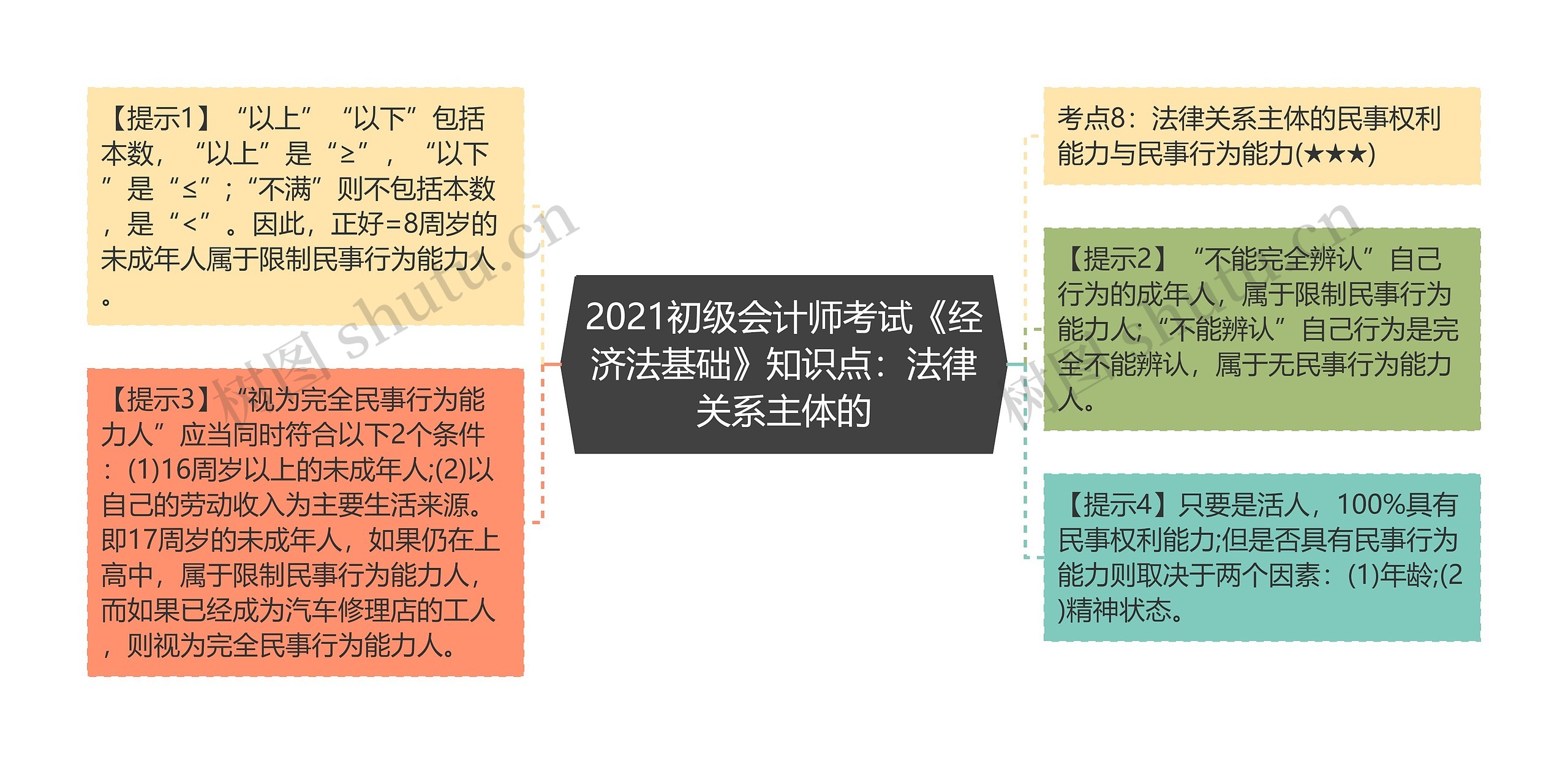 2021初级会计师考试《经济法基础》知识点:法律关系主体的思维导图高清图 2021初级会计师考试《经济法基础》知识点:法律关系主体的思维导图