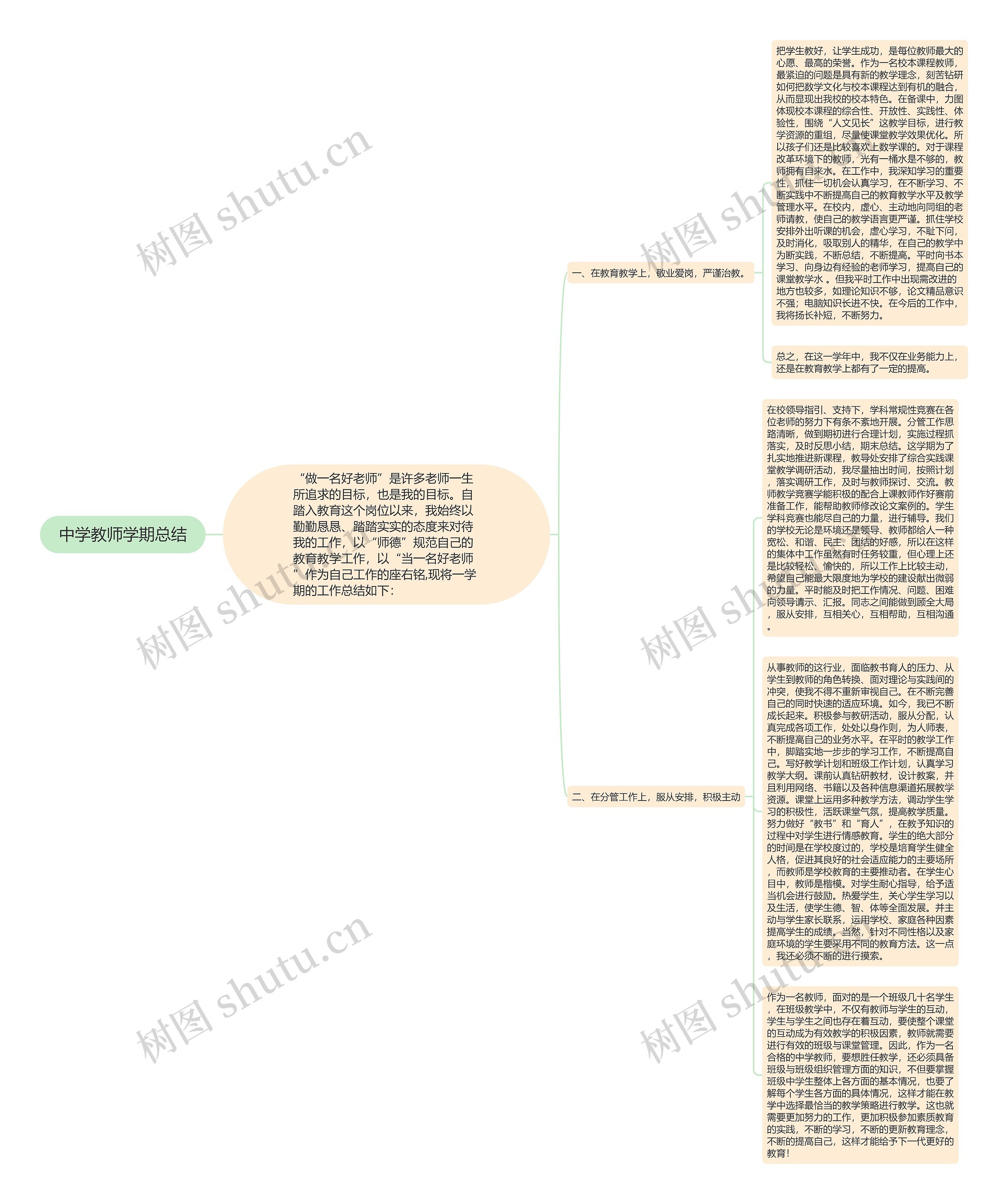 中学教师学期总结思维导图