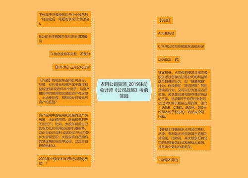 占用公司资源_2019注册会计师《公司战略》考前答疑