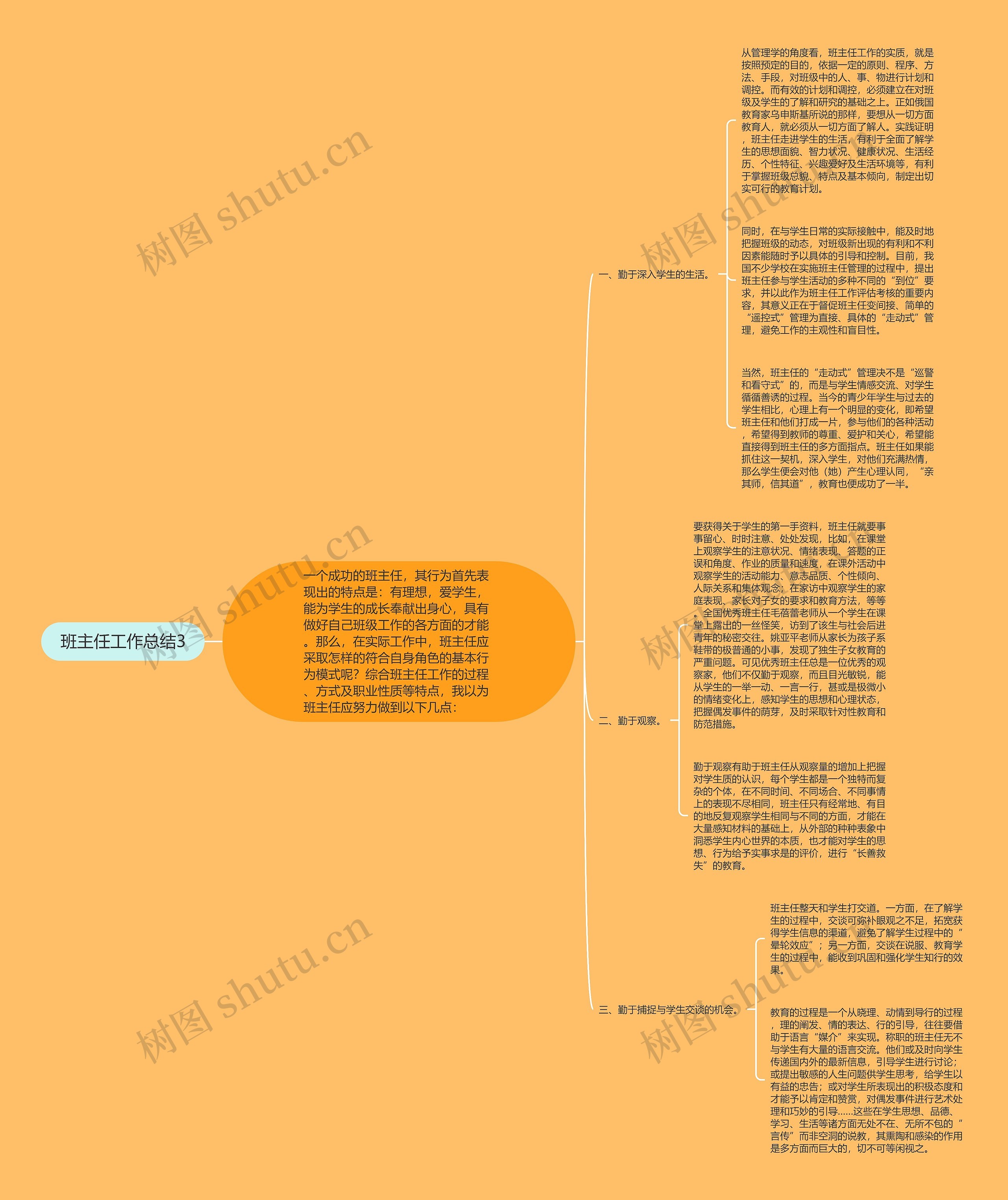 班主任工作总结3思维导图