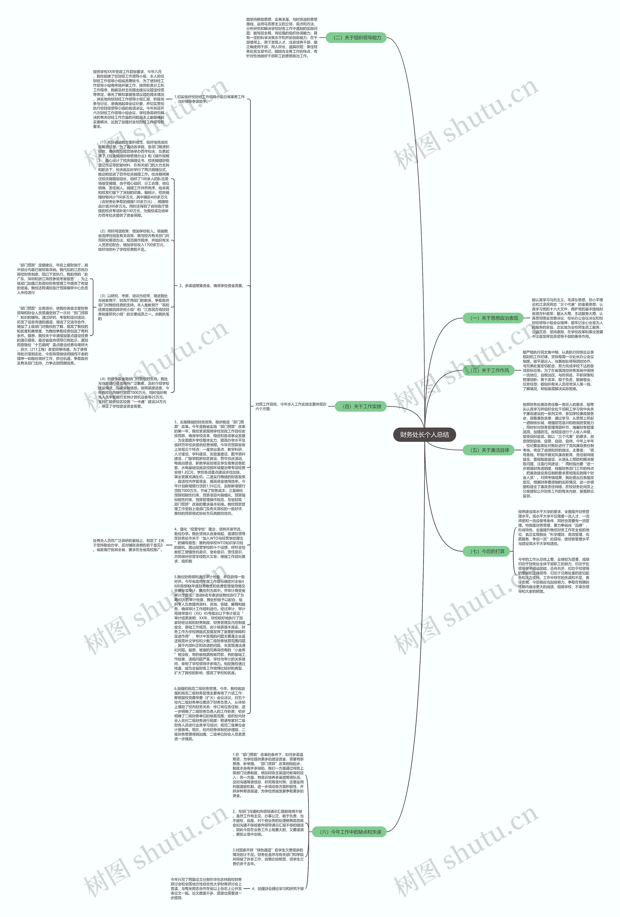 财务处长个人总结思维导图