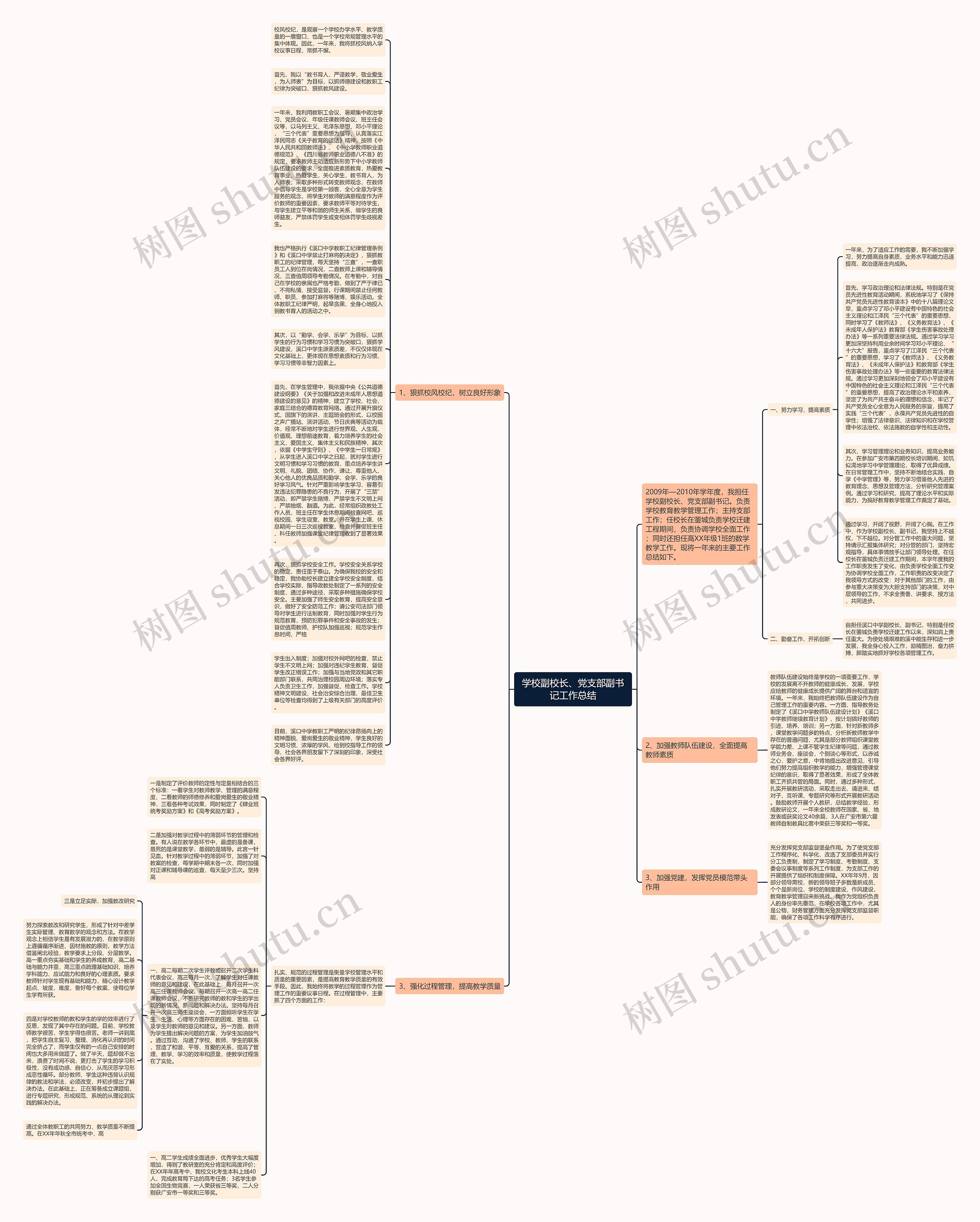 学校副校长、党支部副书记工作总结思维导图