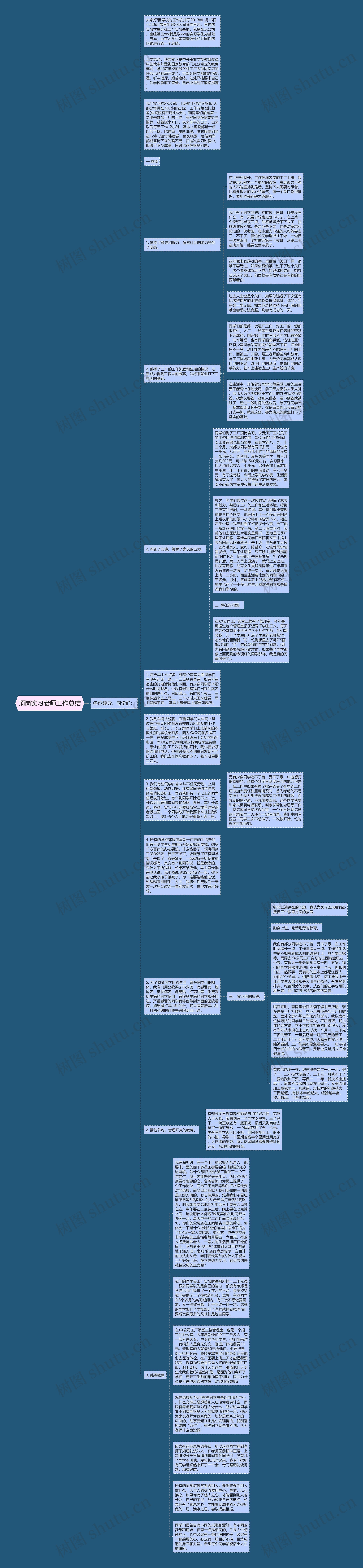 顶岗实习老师工作总结思维导图