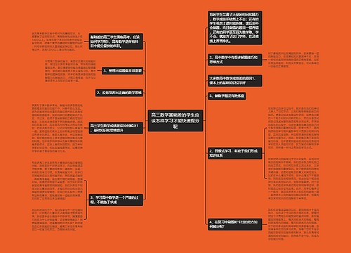 高三数学基础差的学生应该怎样学习才能快速提分呢