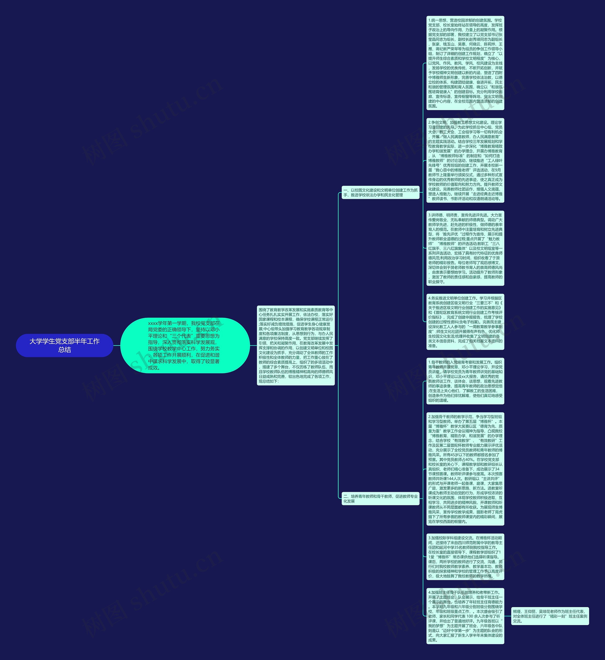 大学学生党支部半年工作总结思维导图