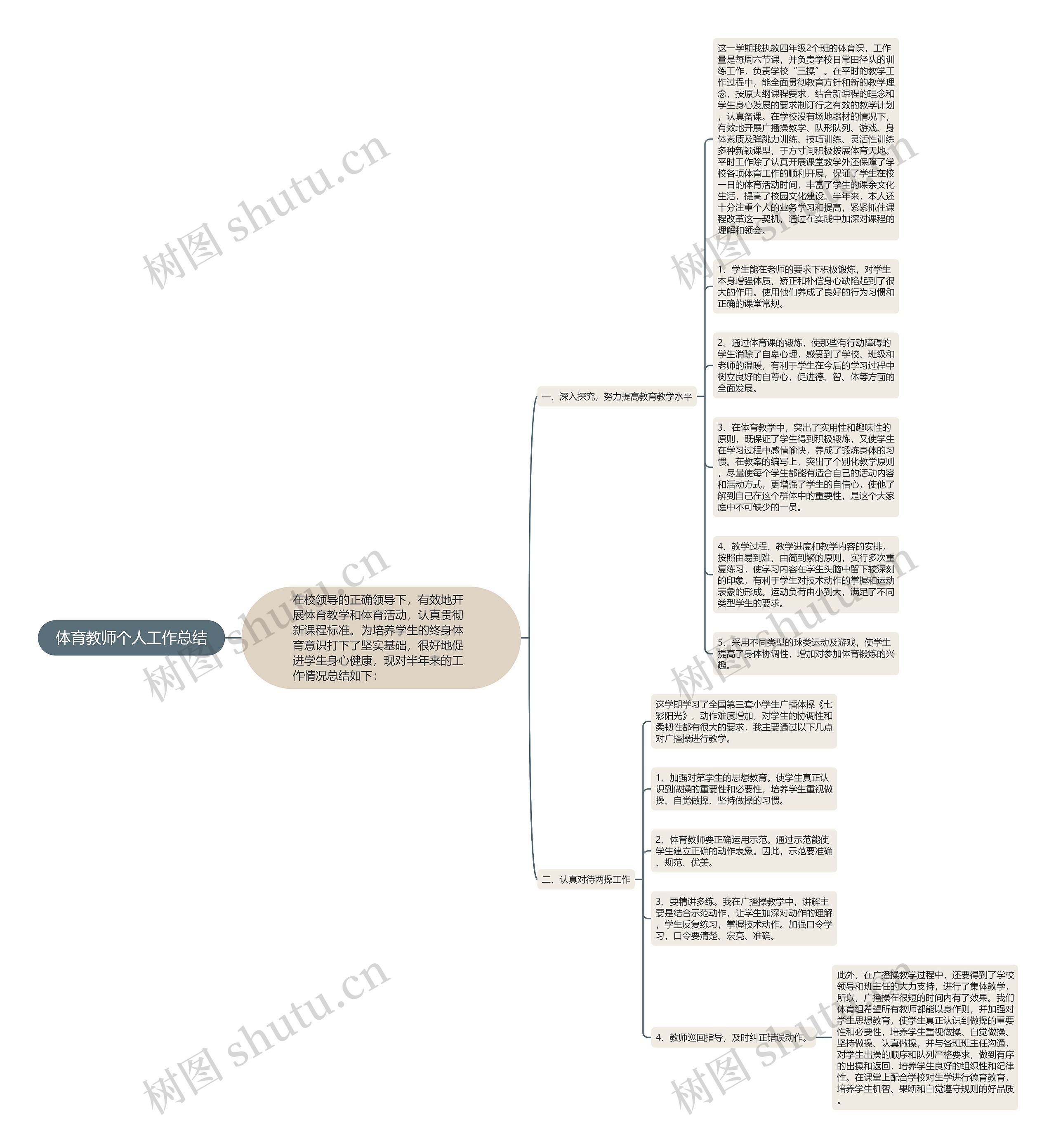 体育教师个人工作总结思维导图