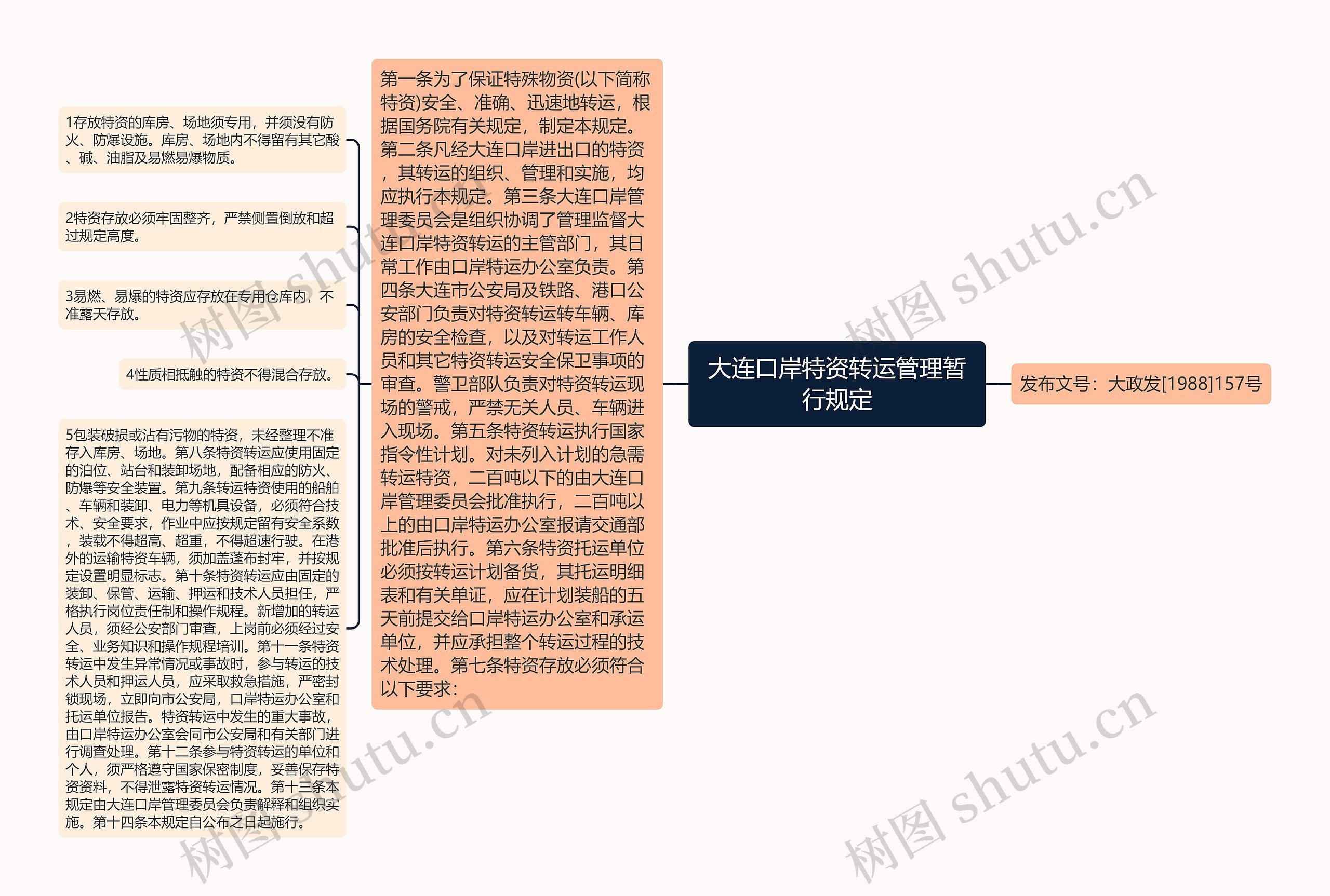 大连口岸特资转运管理暂行规定思维导图