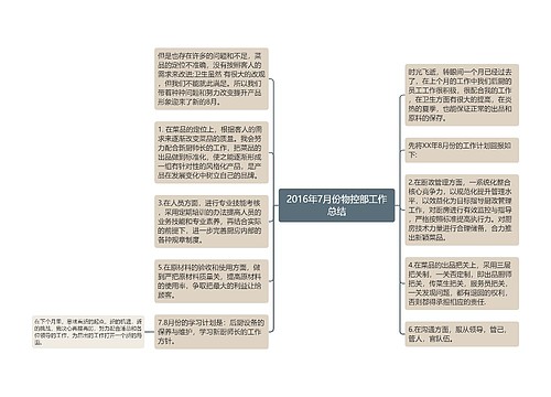 2016年7月份物控部工作总结