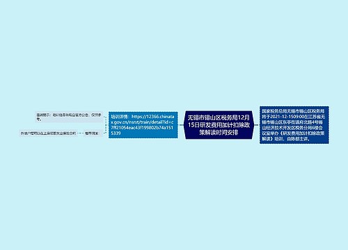 无锡市锡山区税务局12月15日研发费用加计扣除政策解读时间安排