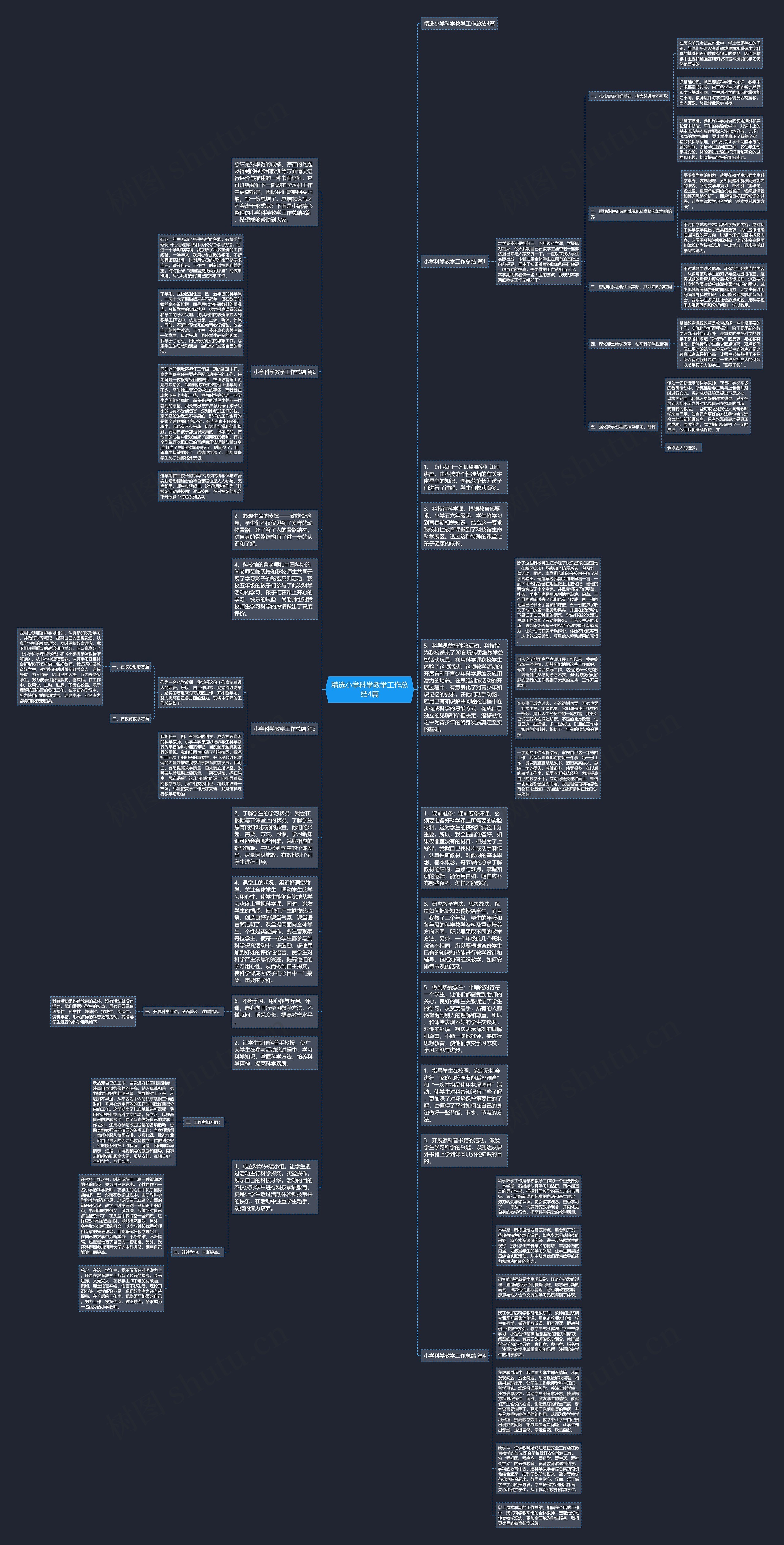 精选小学科学教学工作总结4篇思维导图