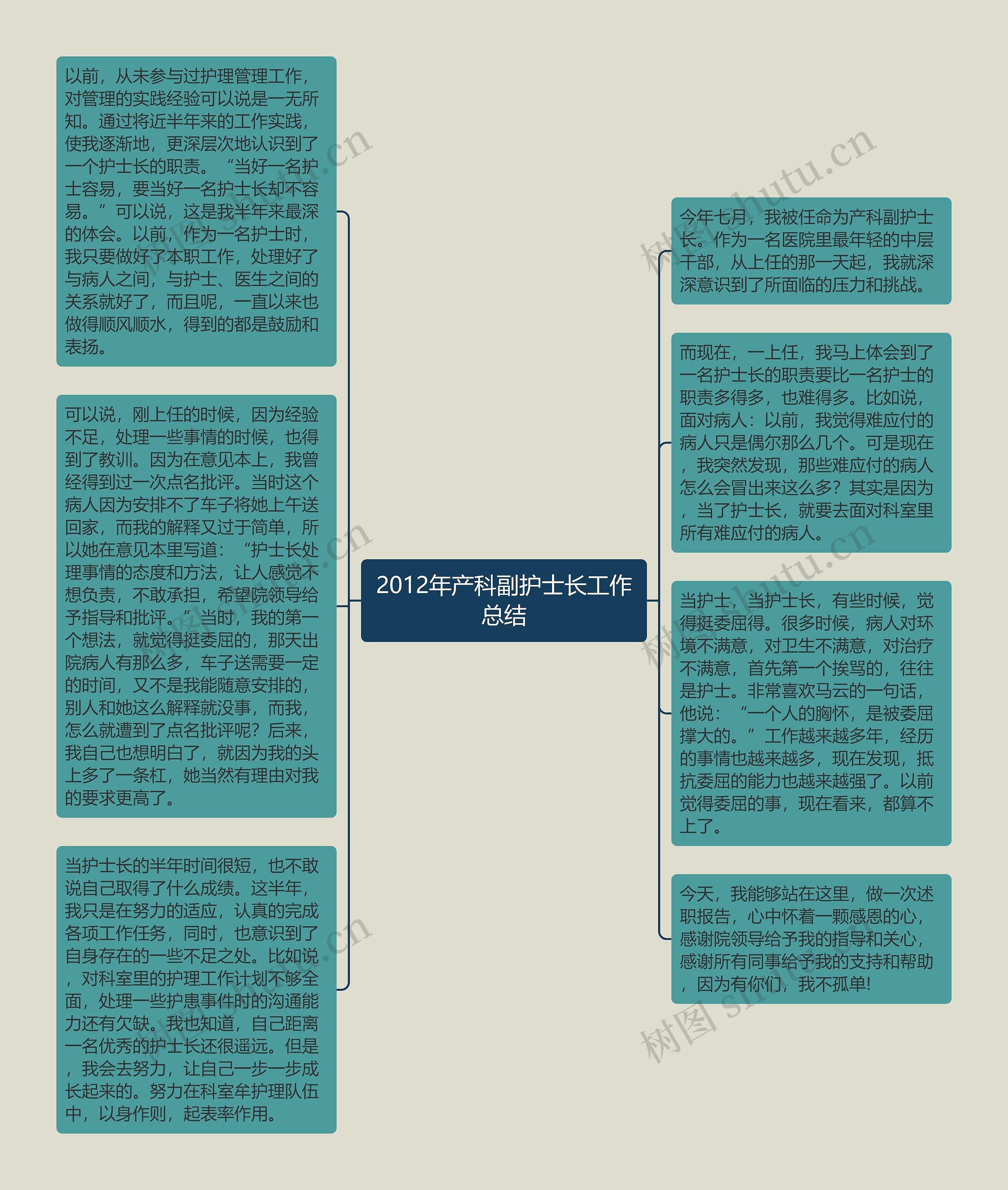 2012年产科副护士长工作总结思维导图