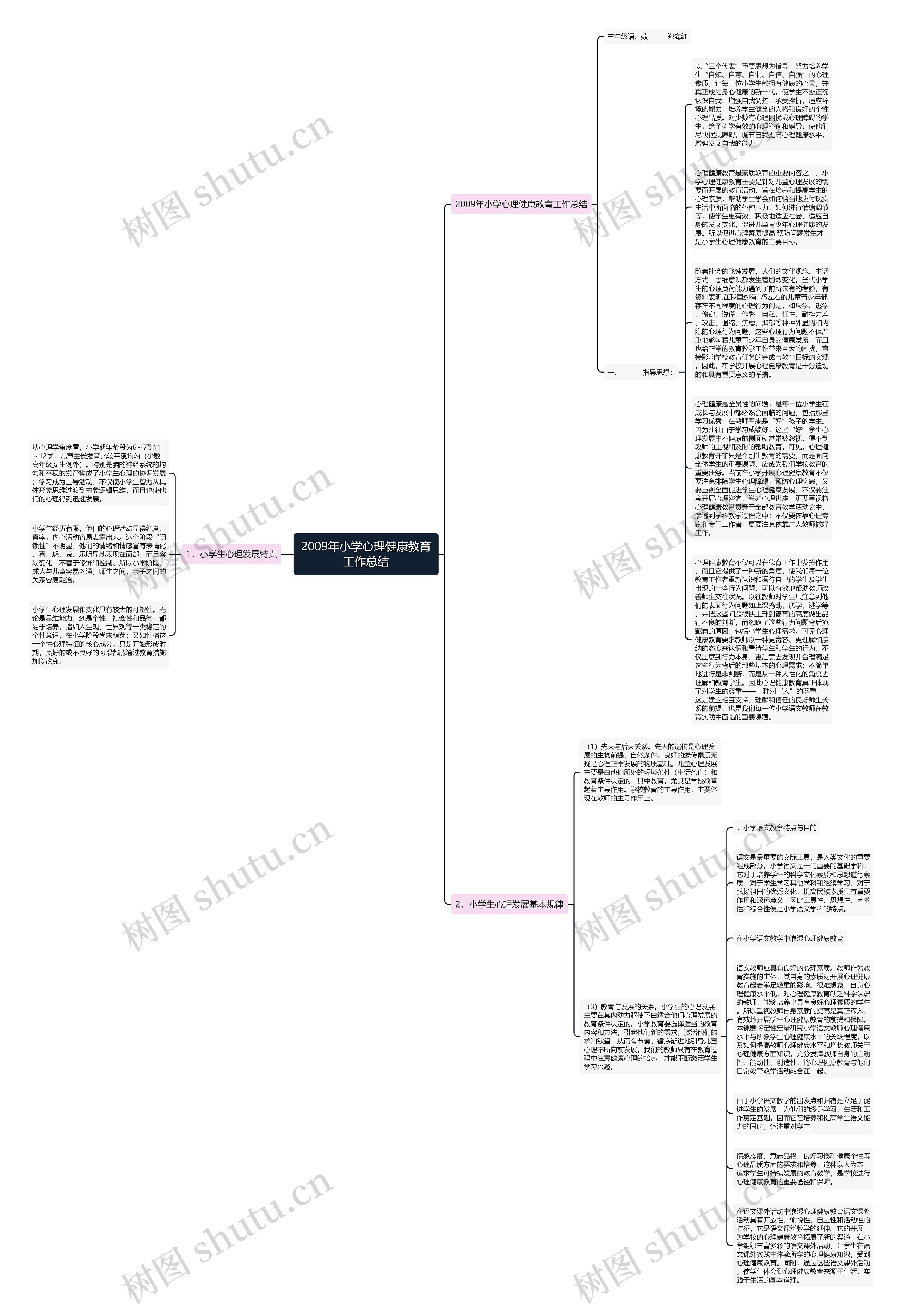 2009年小学心理健康教育工作总结思维导图
