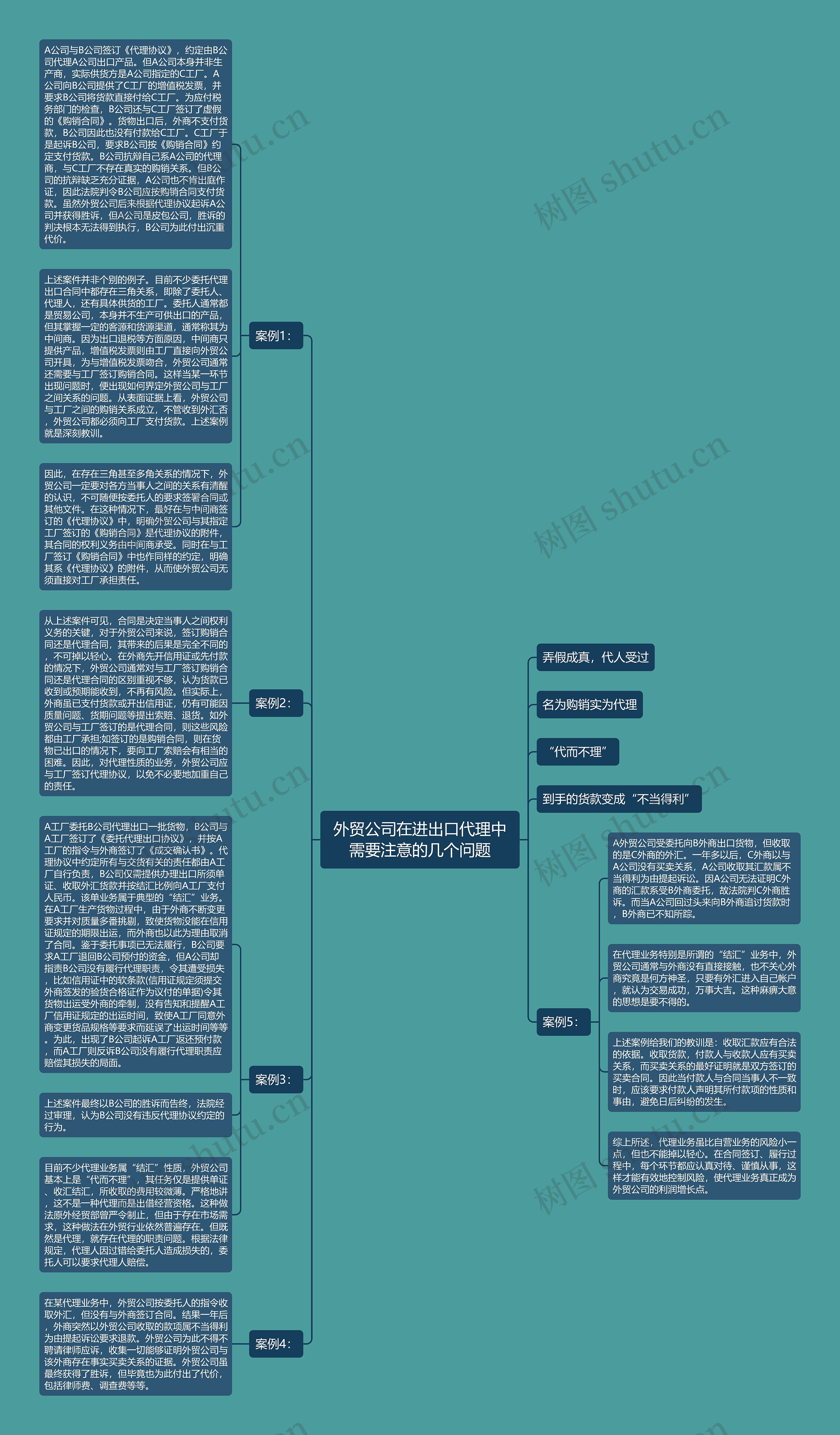 外贸公司在进出口代理中需要注意的几个问题思维导图