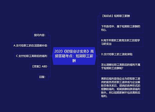 2020《初级会计实务》高频答疑考点：短期职工薪酬