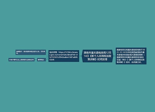 渭南市潼关县税务局12月14日《新个人所得税法政策讲解》时间安排