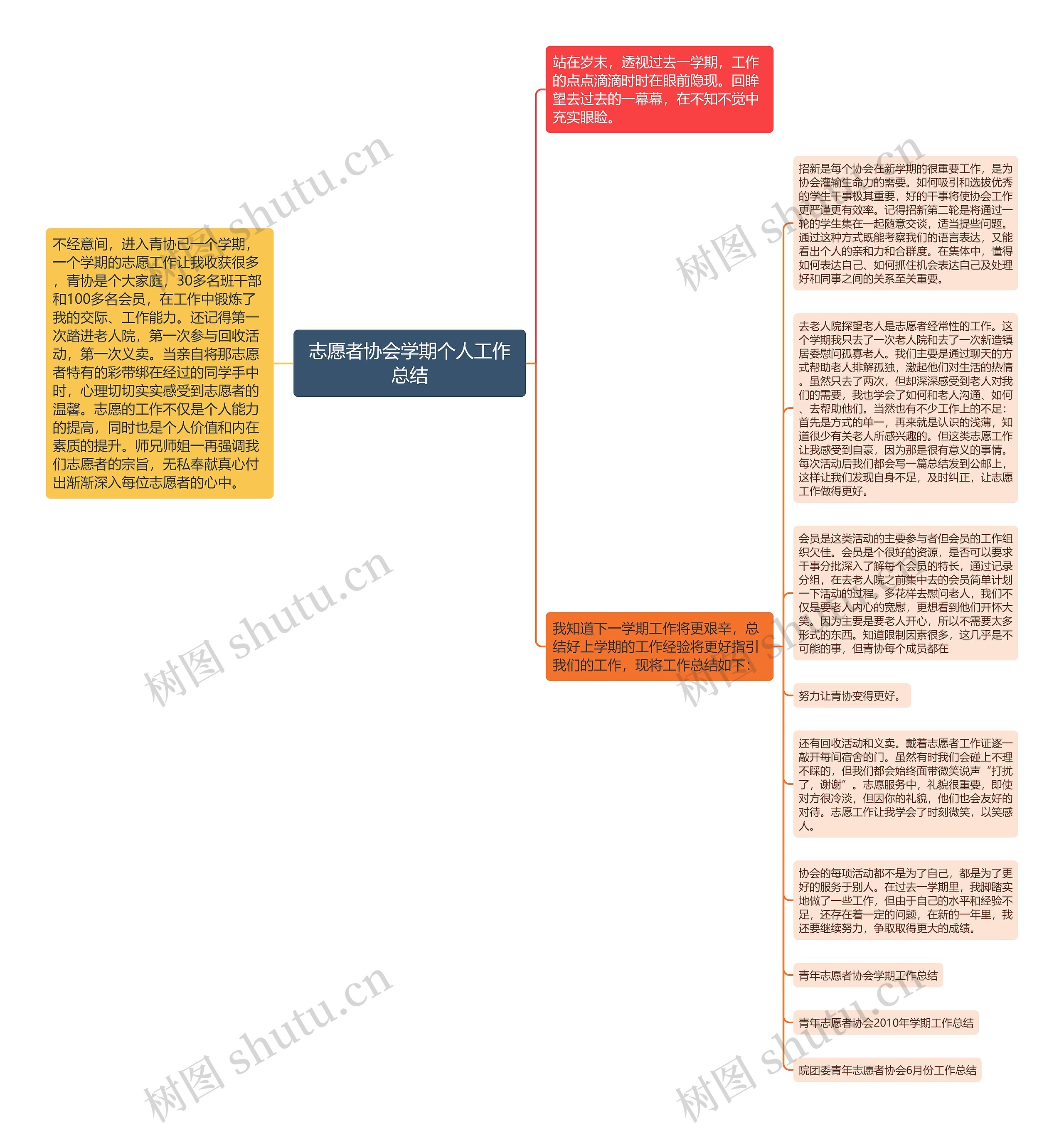 志愿者协会学期个人工作总结思维导图